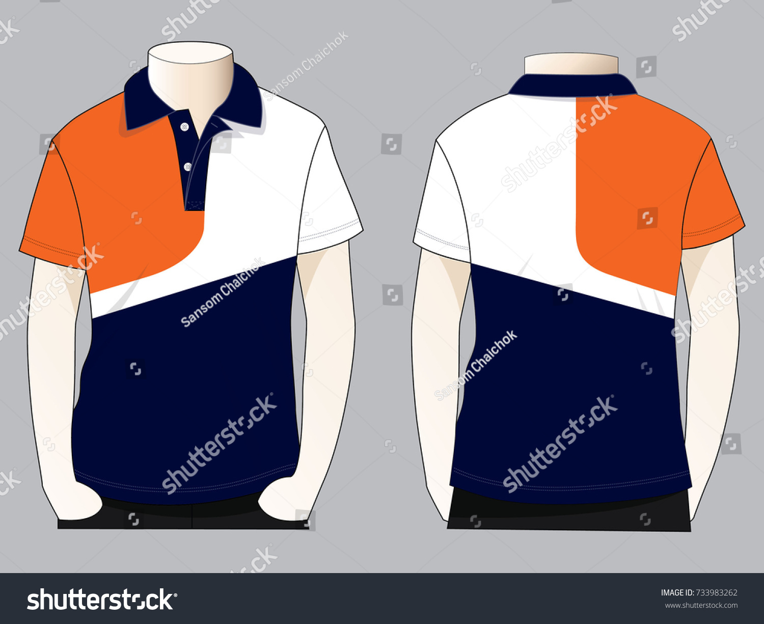 Orangewhitenavy Blue Short Sleeve Polo Shirt Stock Vector (Royalty Free ...