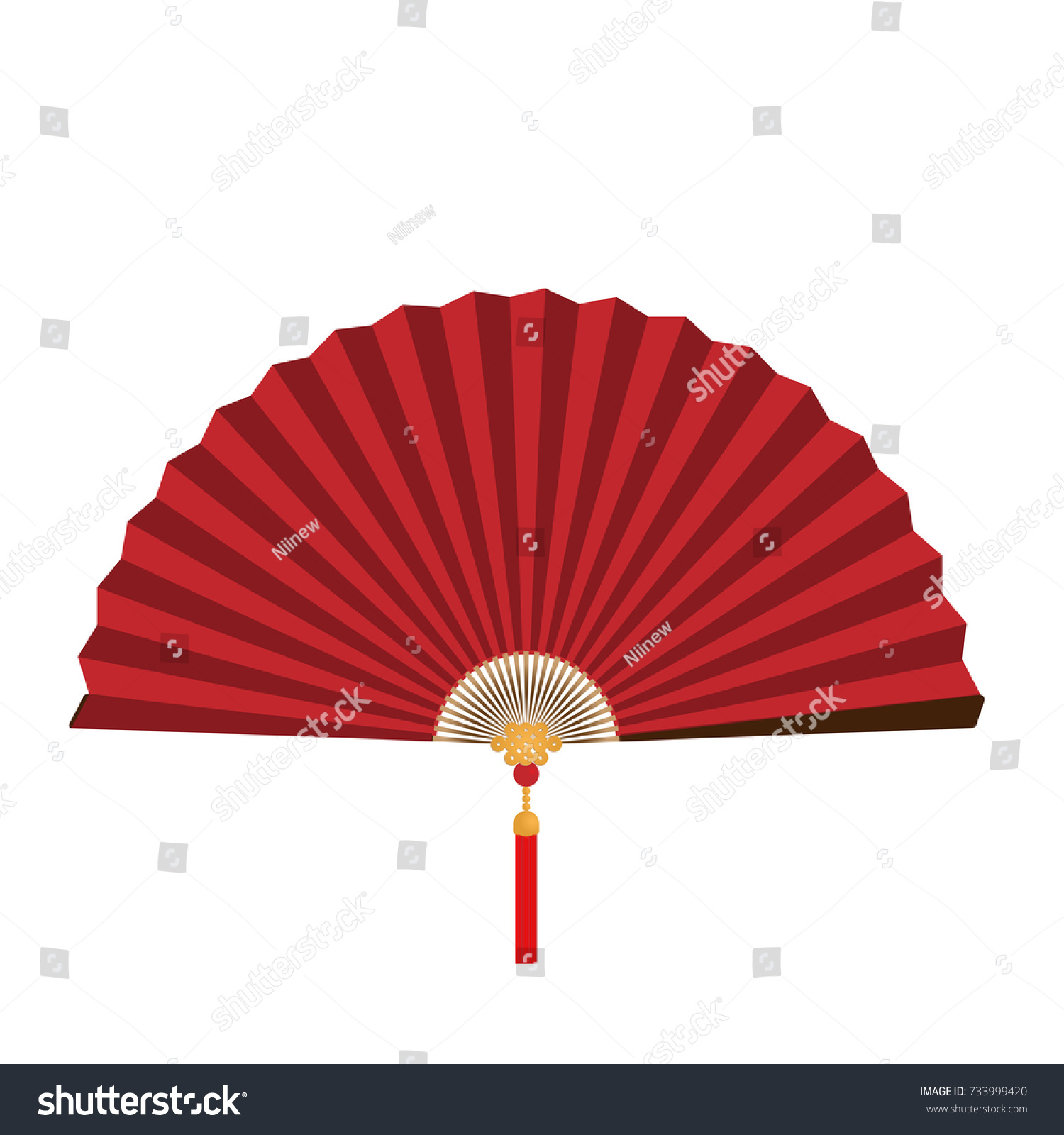 Red Chinese Folding Fan On White Stock Vector (Royalty Free) 733999420 ...