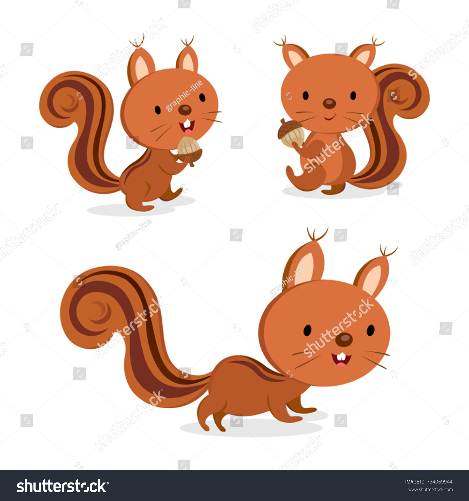 Set Squirrel Different Pose Vector Illustration Stock Vector (royalty 