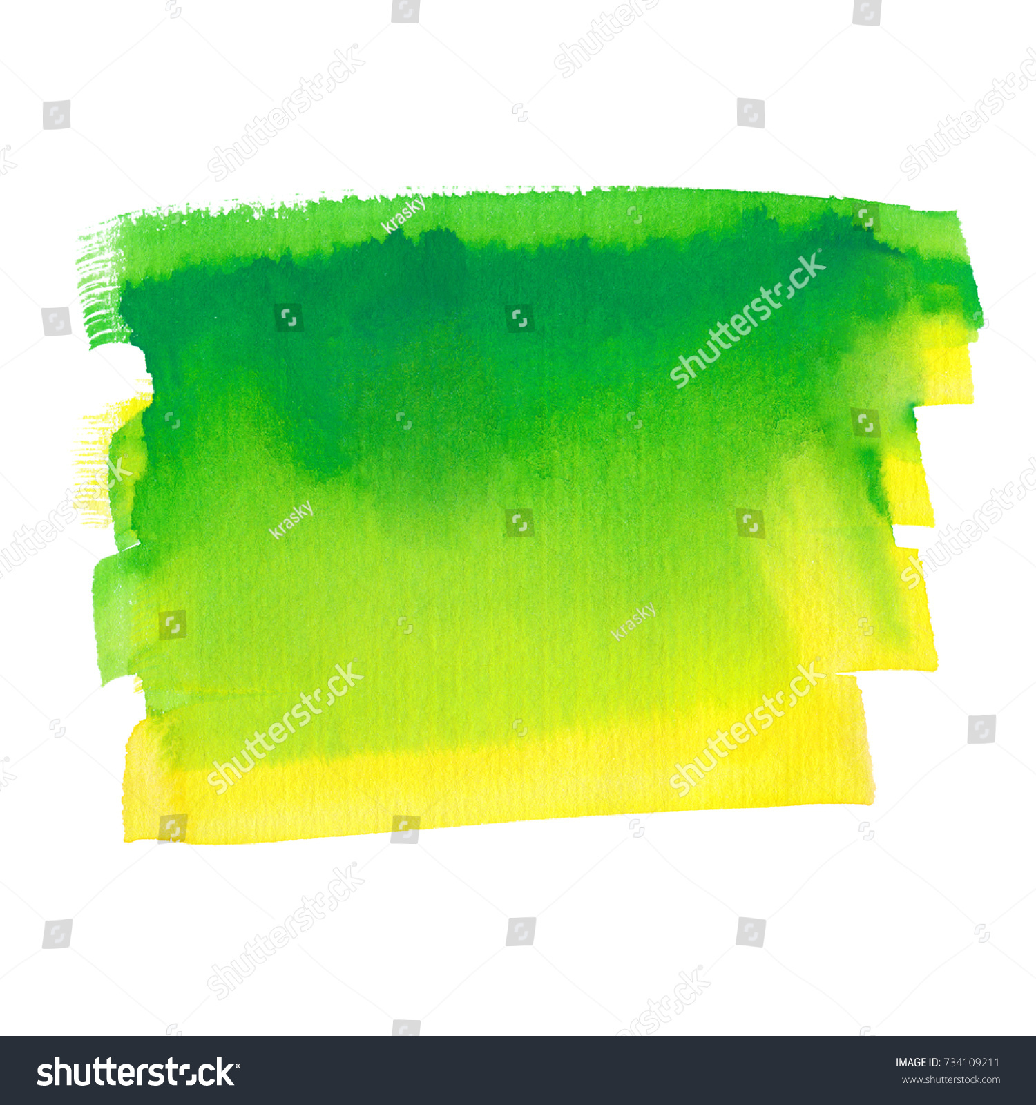 Hand Drawn Green Yellow Abstract Watercolor Stock Photo 734109211 ...