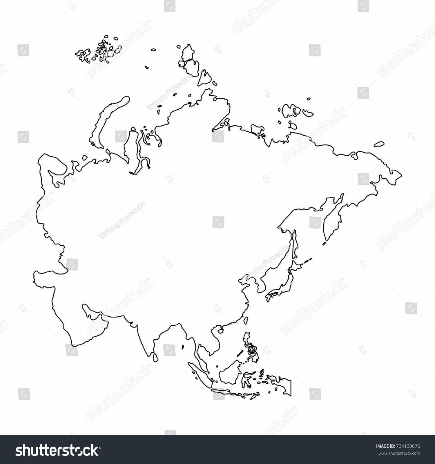 Asia Map Outline Graphic Freehand Drawing Stock Vector Royalty Free 734130676 Shutterstock 9198
