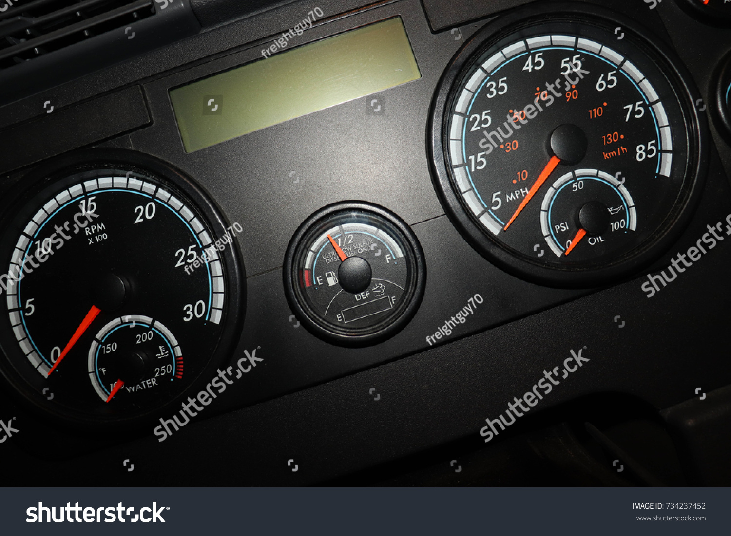 Tractor Trailer Dashboard Gauge Freightliner Stock Photo 734237452