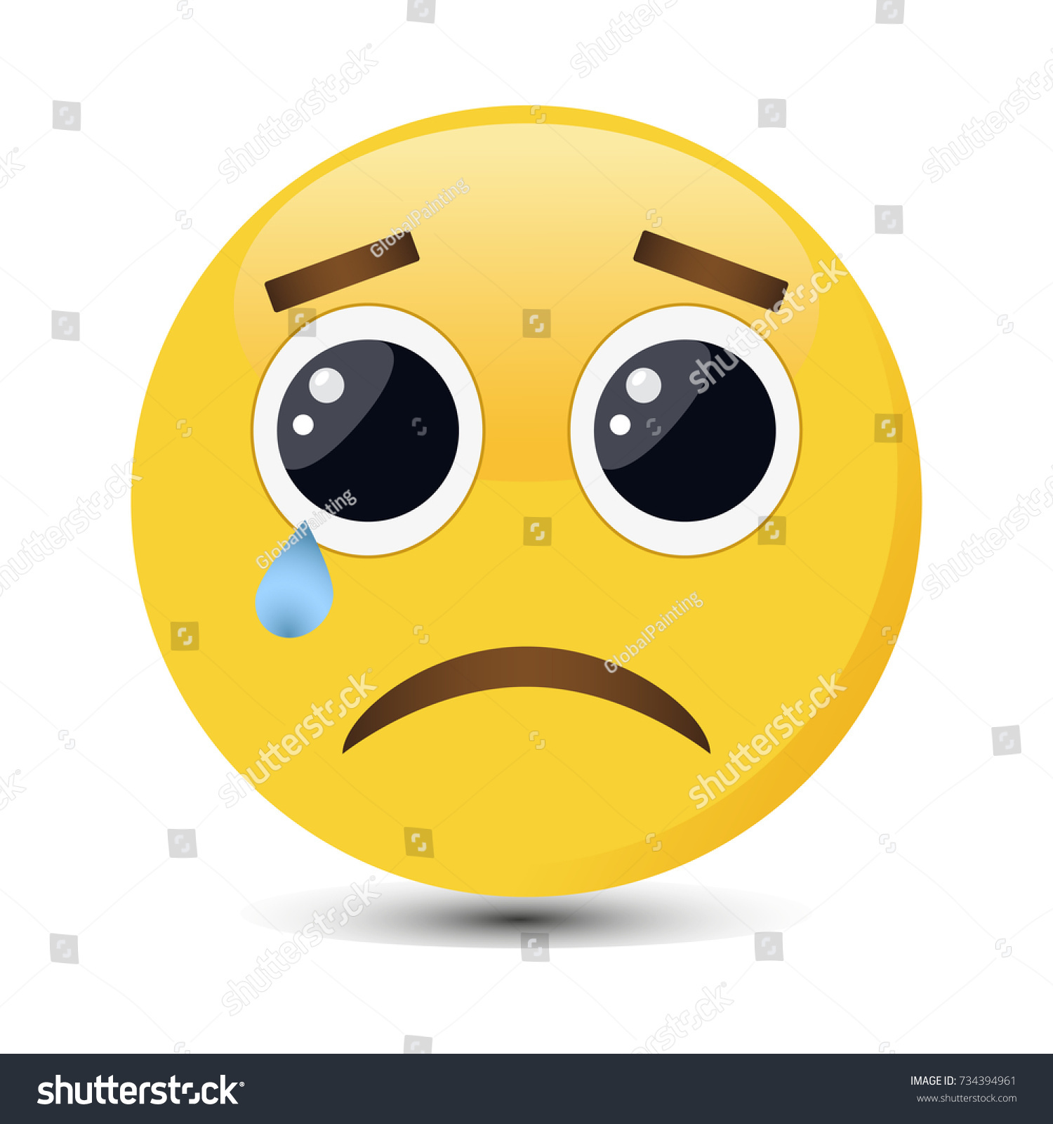 Crying Emoticon Big Eyes Tears Trendy Stock Vector (Royalty Free ...