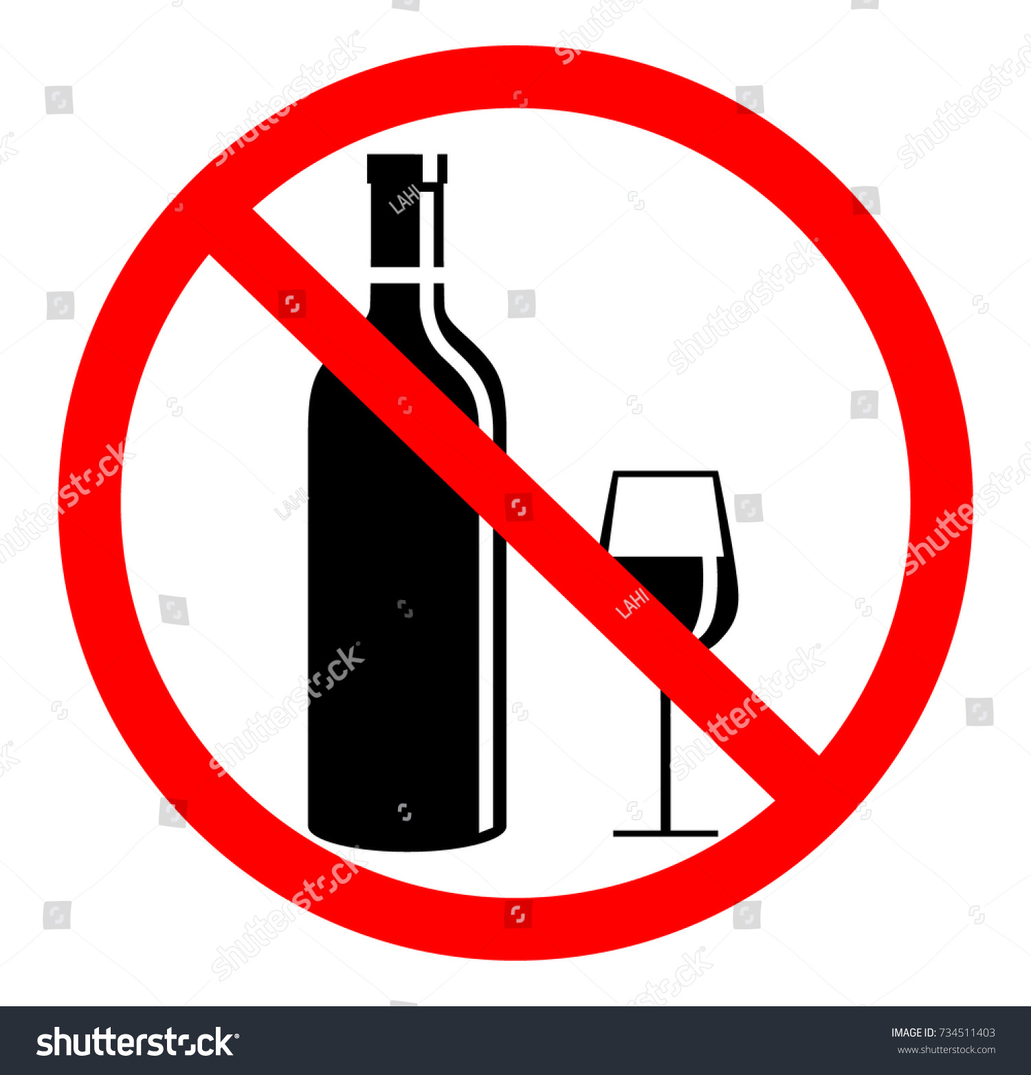 No Drinking Sign Wine Bottle Wine Stock Vector (Royalty Free) 734511403 ...