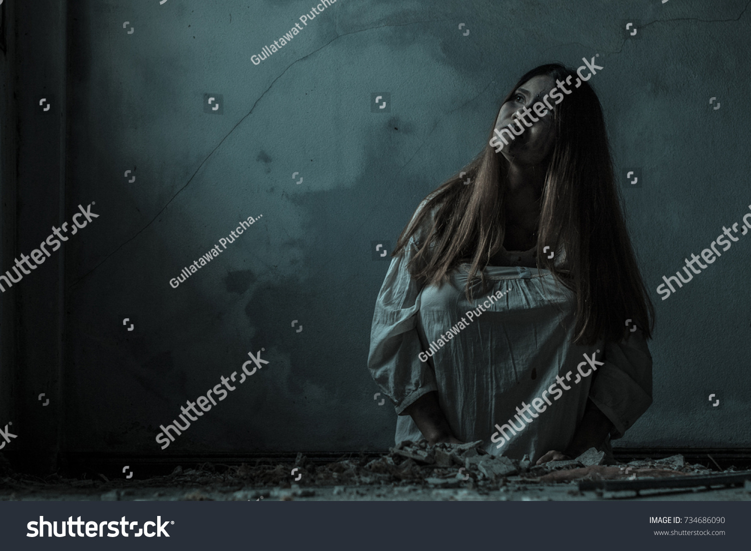 Woman Ghost White Dress Stock Photo 734686090 | Shutterstock