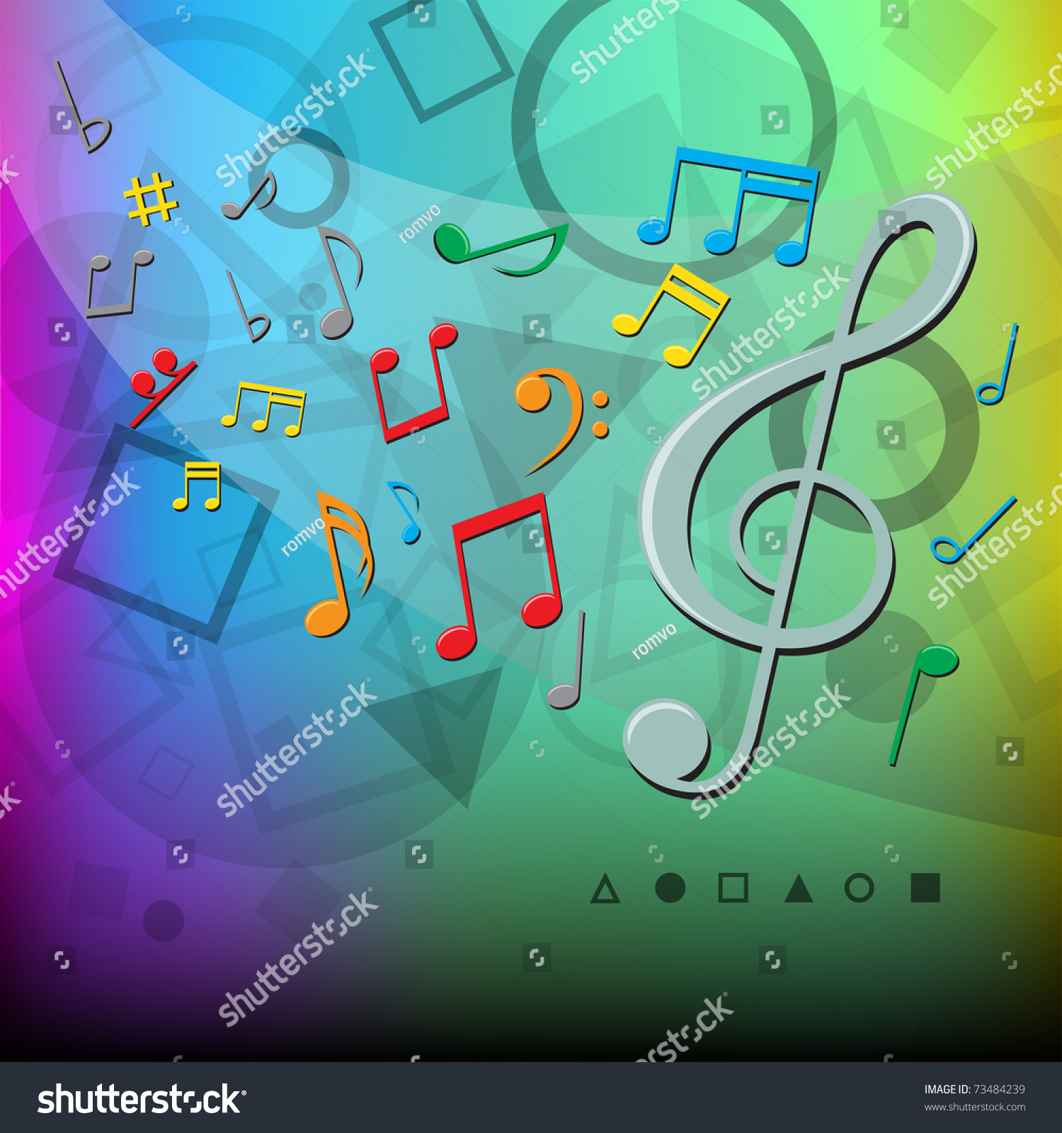 Modern Music Notes Geometrical Shapes Color Stock Illustration 73484239 ...