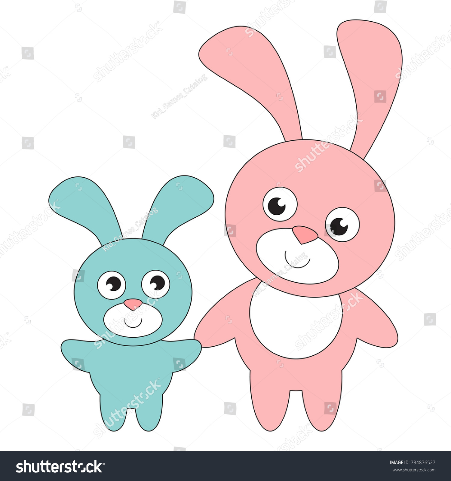 blue bunny and pink bunny cartoon