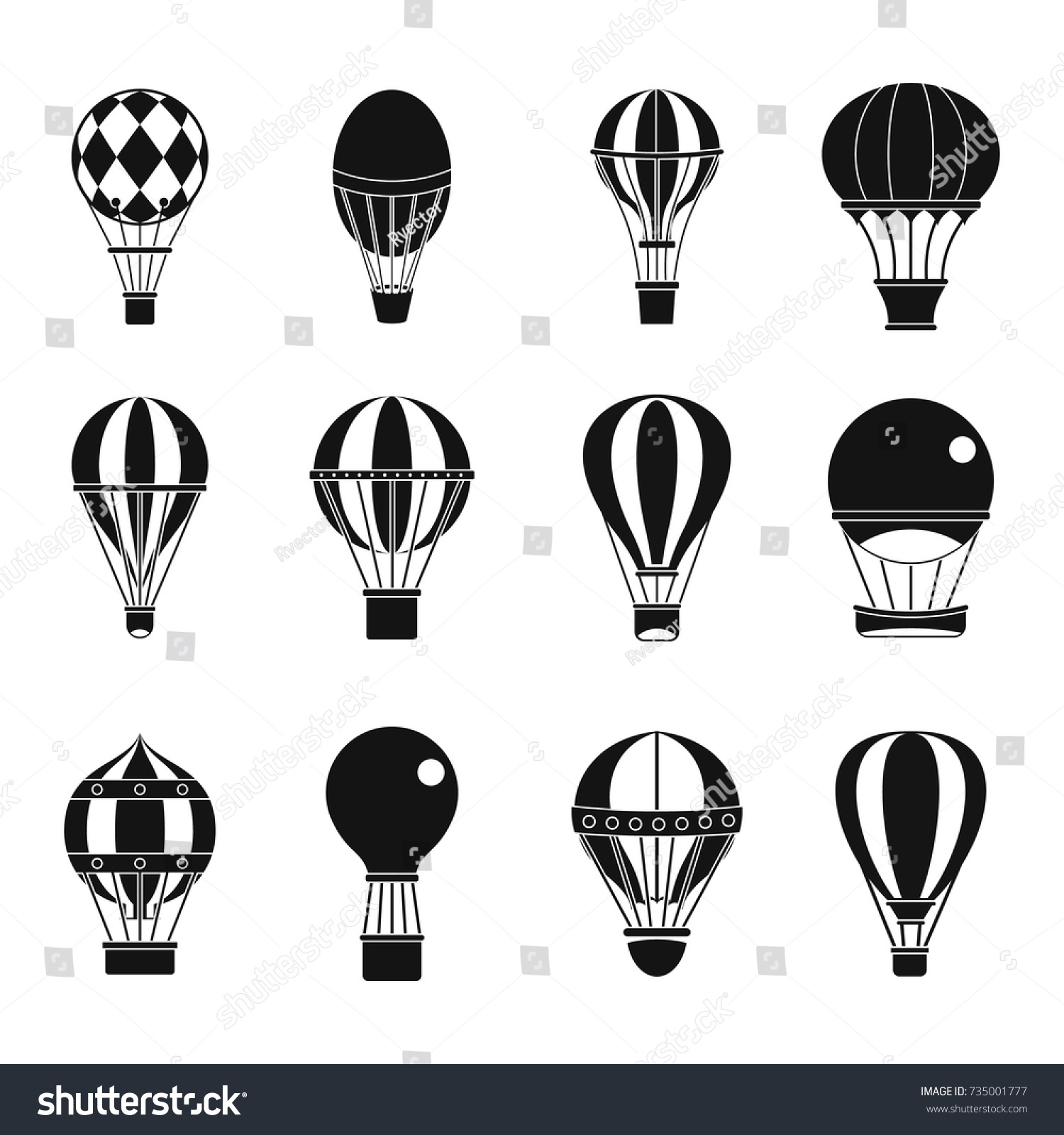 Air Ballon Icon Set Simple Set Stock Vector (Royalty Free) 735001777 ...