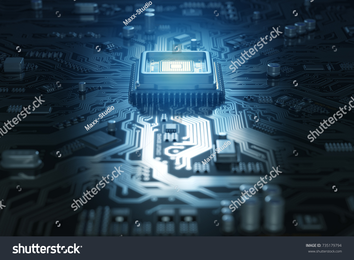 Computer Motherboard Cpu Circuit Board System Stock Illustration ...