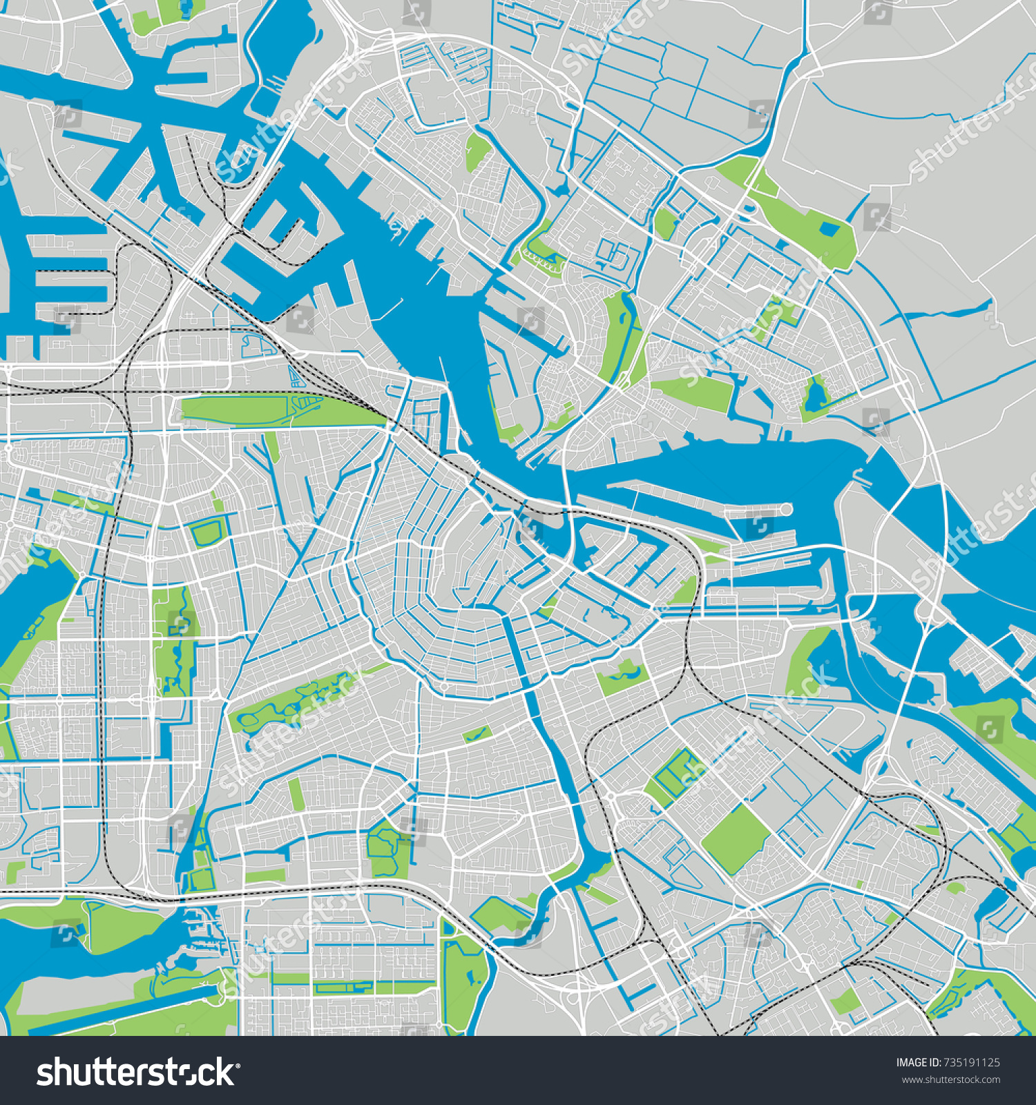 Amsterdam Vector Map Ultra Detailed Layers Stock Vector Royalty Free