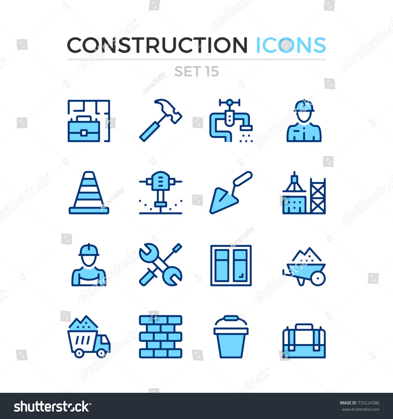 Construction Icons Vector Line Icons Set Stock Vector (Royalty Free ...