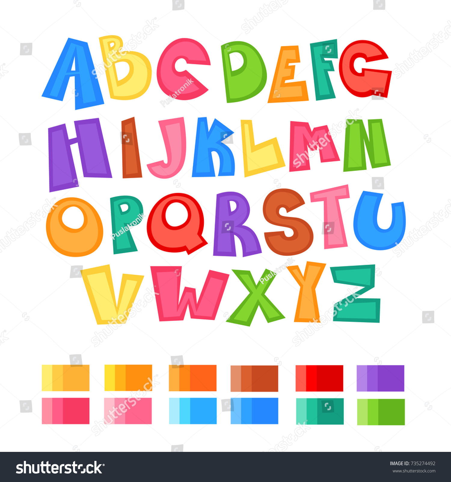 Cartoon Alphabet Color Palette Vector Eps Stock Vector (Royalty Free ...