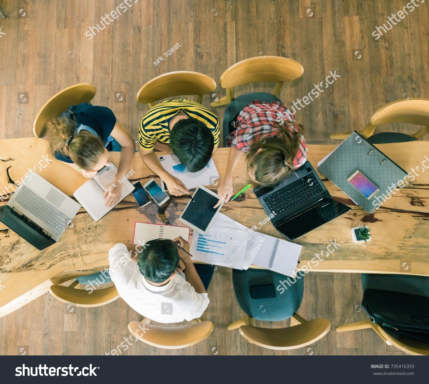 Group Young Students Cooperation Their Academic Stock Photo 735416359 ...