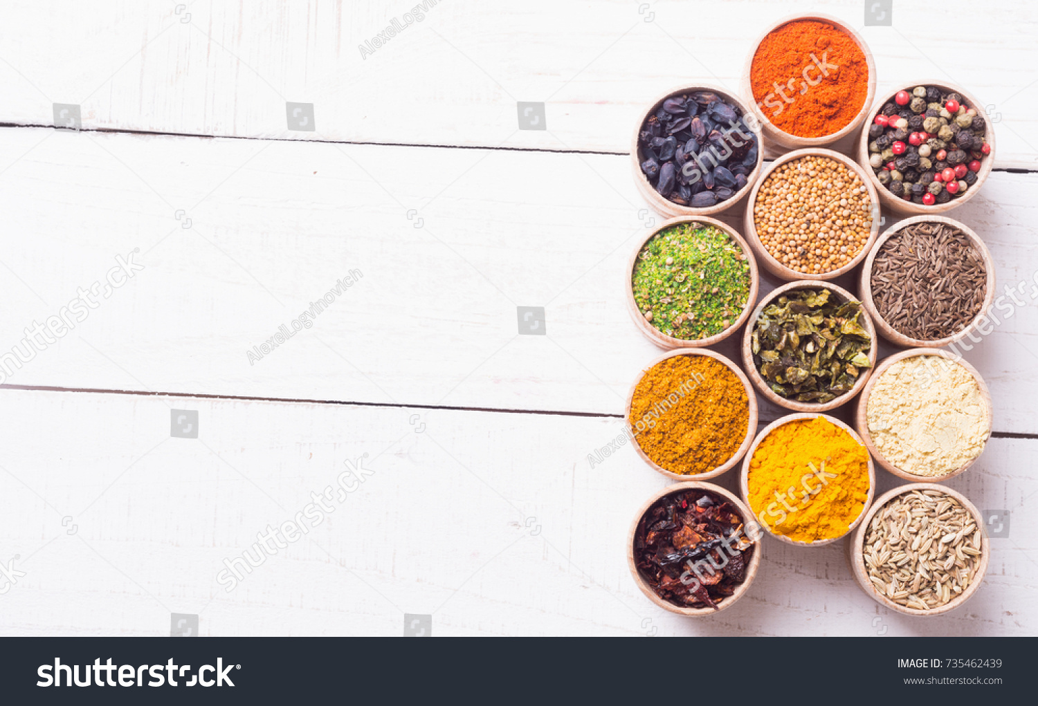 Various Indian Spices Collection Background Stock Photo 735462439 ...