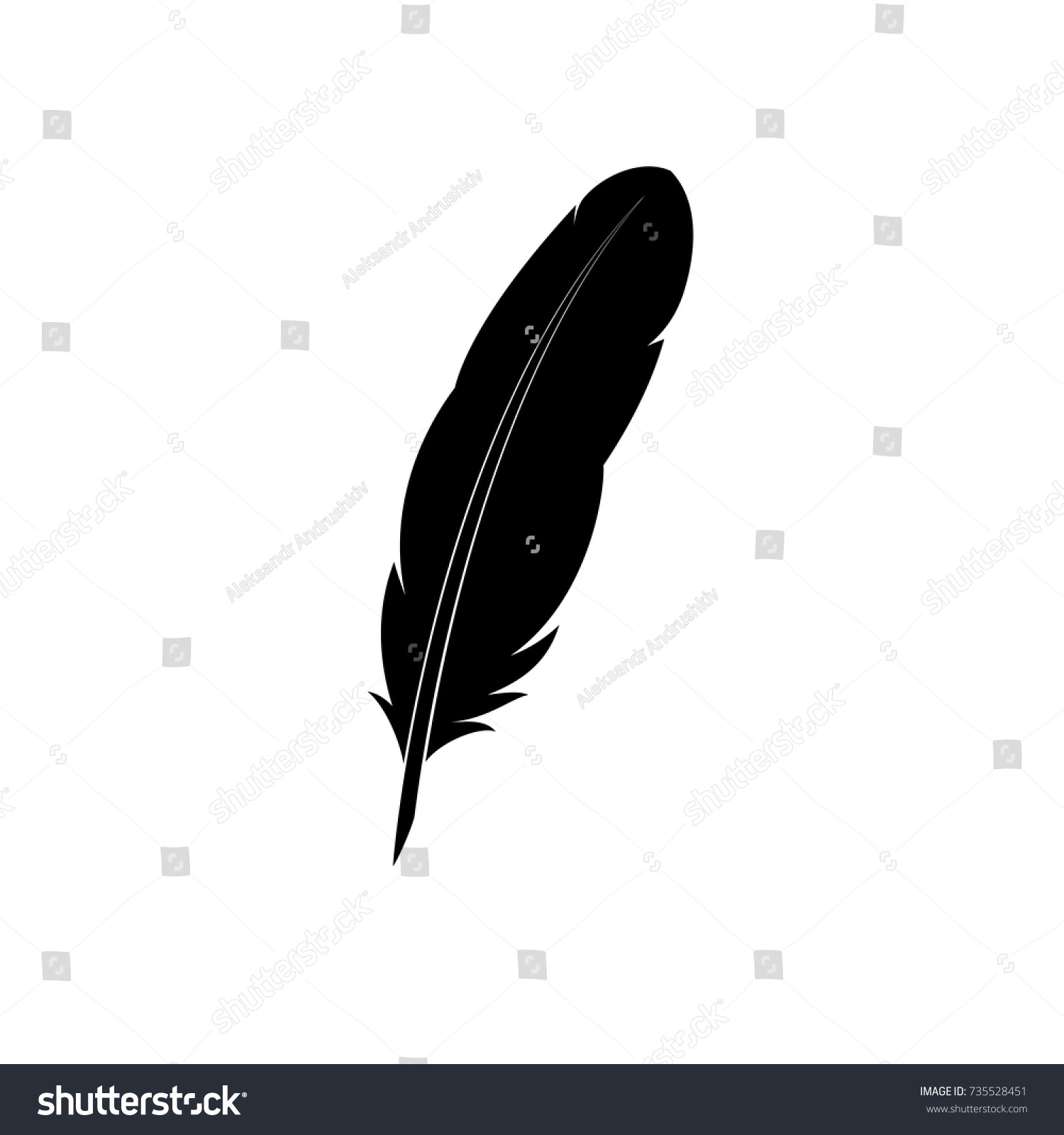 Feather Icon Simple Black Silhouette On Stock Vector (Royalty Free ...