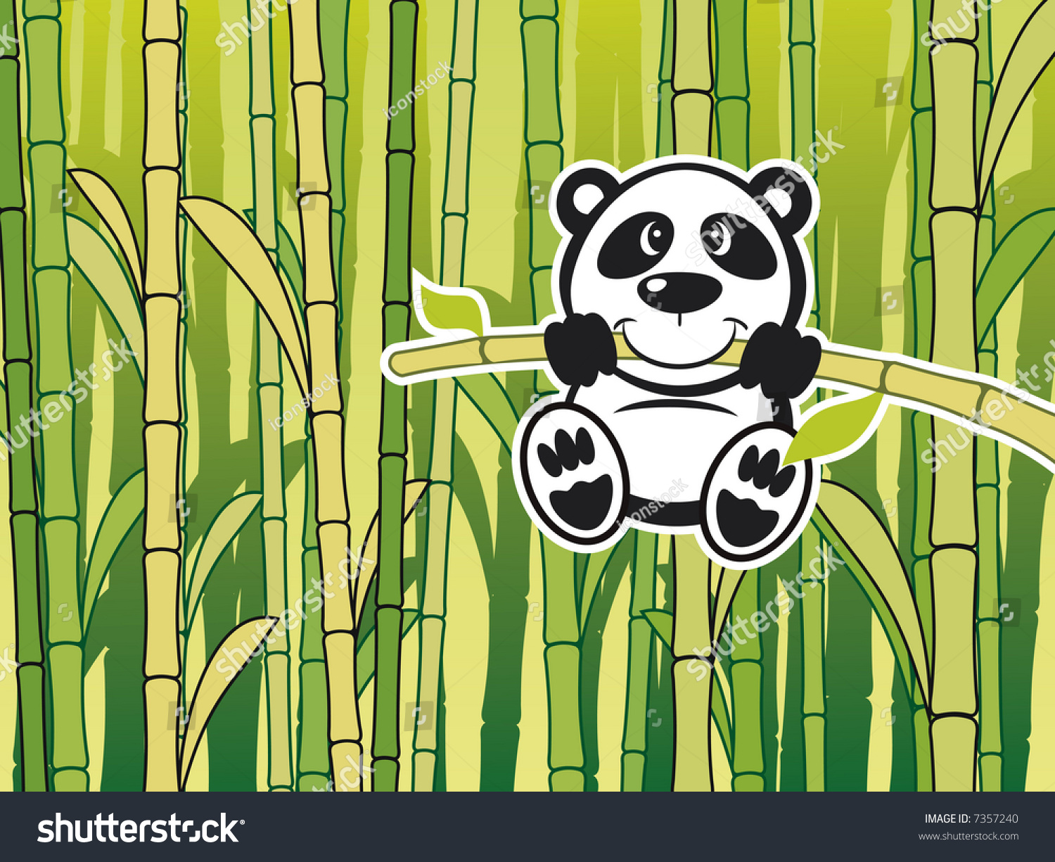 Панда с бамбуком Векторная Графика