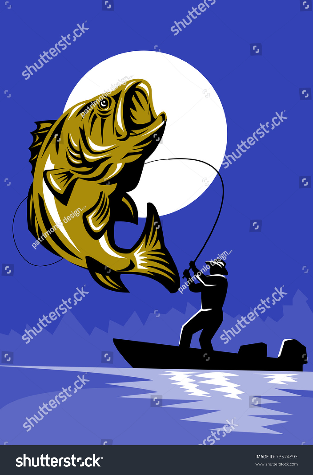 Illustration Largemouth Bass Fish Jumping Being Stock Illustration ...