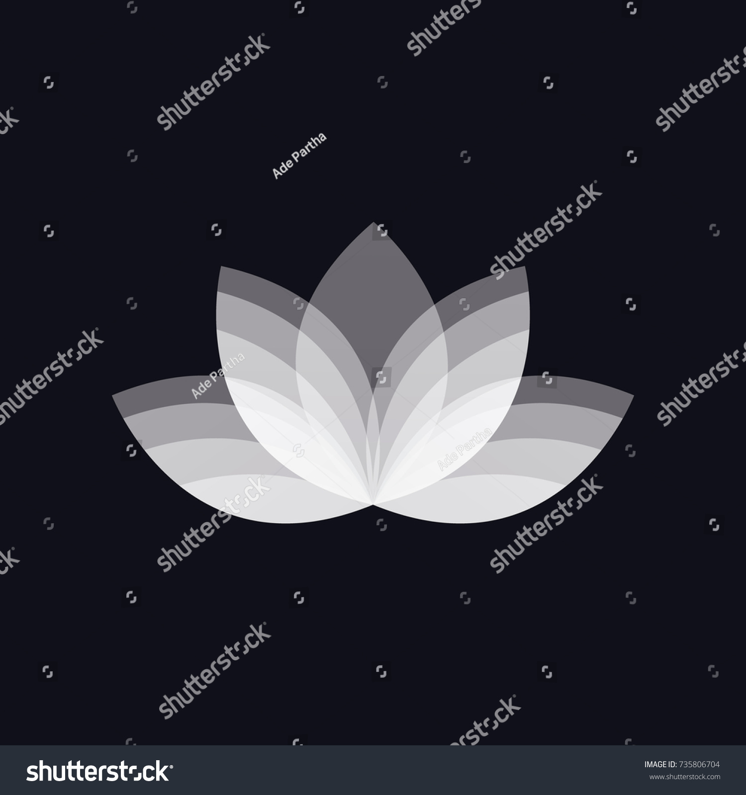 White Lotus Flower Logo Stock Vector (royalty Free) 735806704 