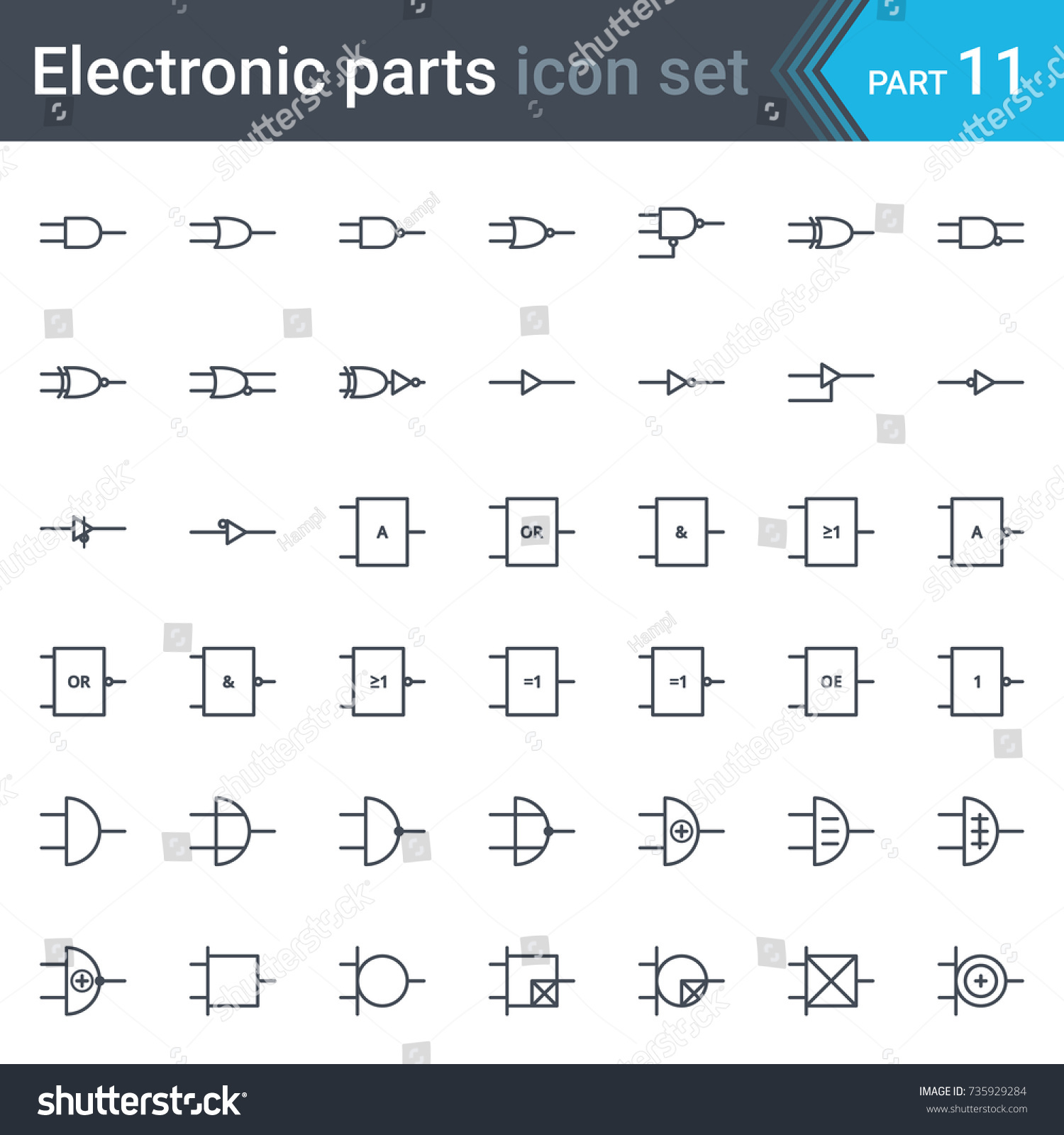 Complete Vector Set Electric Electronic Circuit Stock Vector (Royalty ...