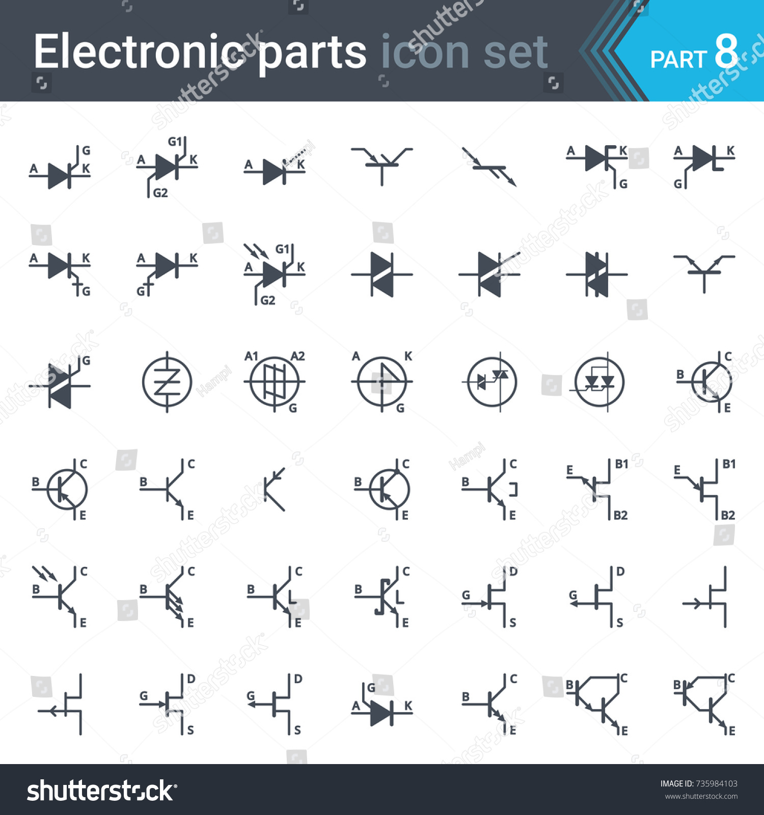 Complete Vector Set Electric Electronic Circuit Stock Vector (Royalty ...