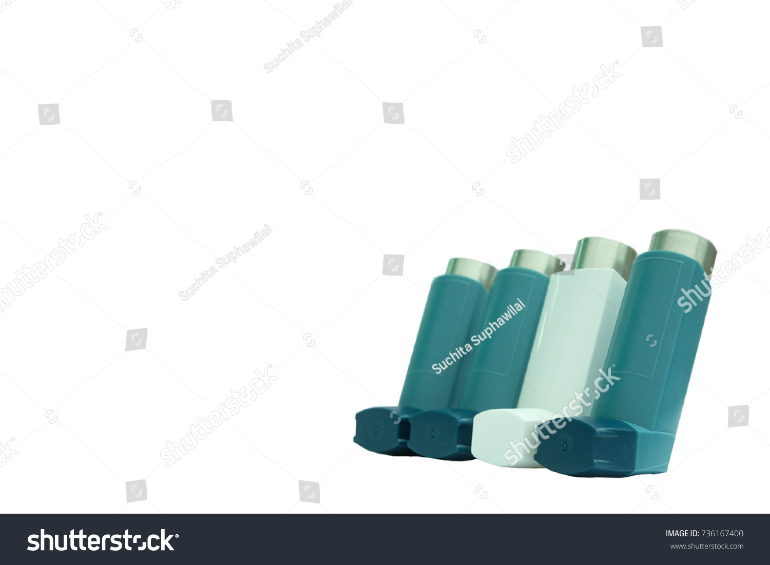 Set Asthma Inhalers On White Background Stock Photo 736167400 ...