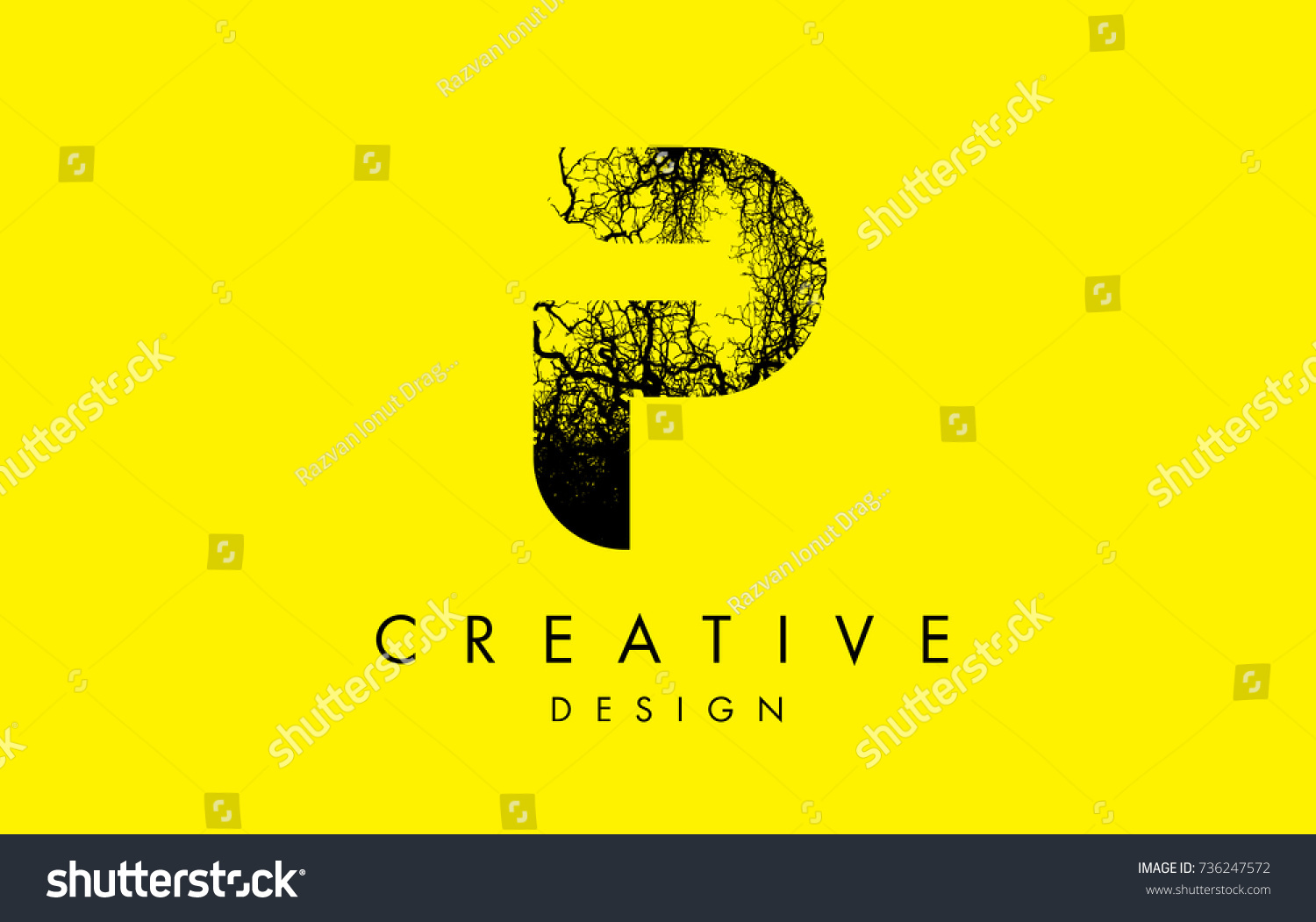 P Logo Letter Made Black Tree Stock Vector (Royalty Free) 736247572 ...