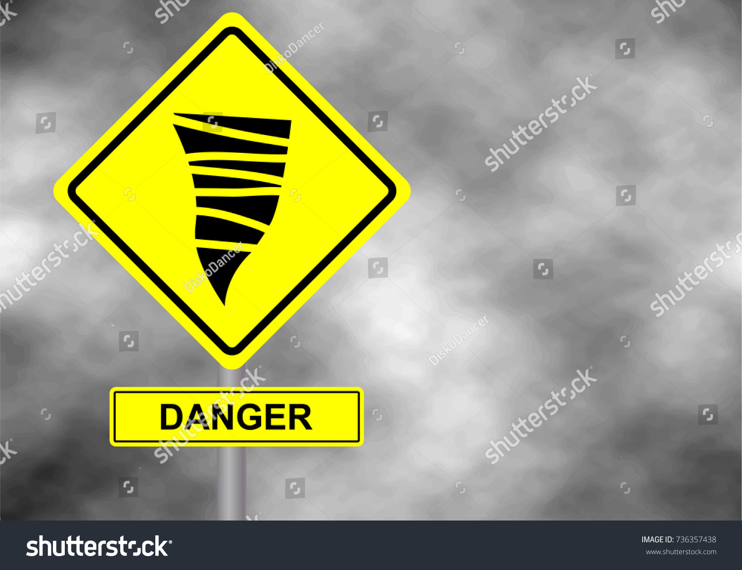 Danger Tornado Road Sign Yellow Hazard Stock Vector (Royalty Free ...