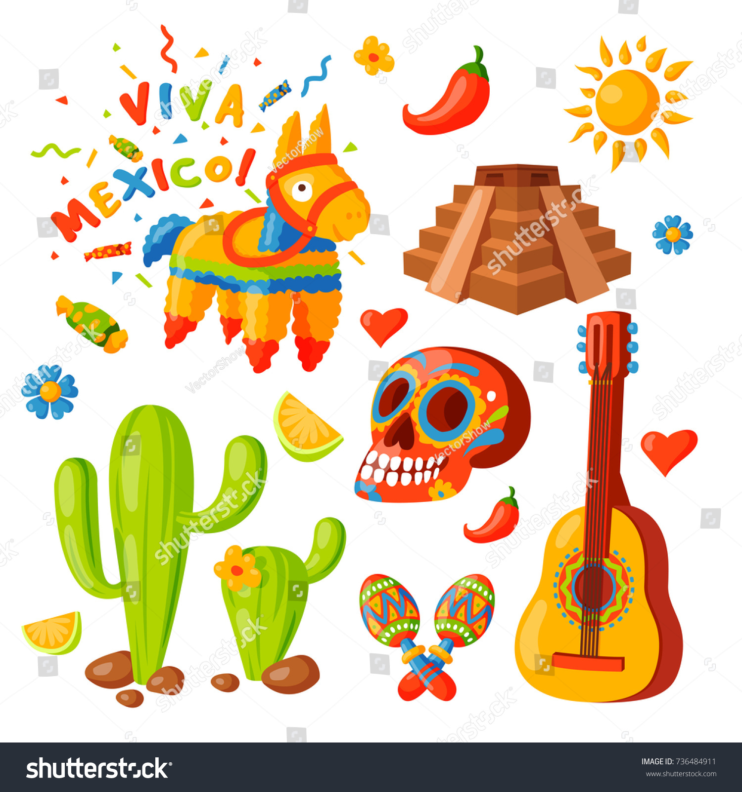 Mexico Icons Vector Illustration Traditional Graphic Stock Vector ...