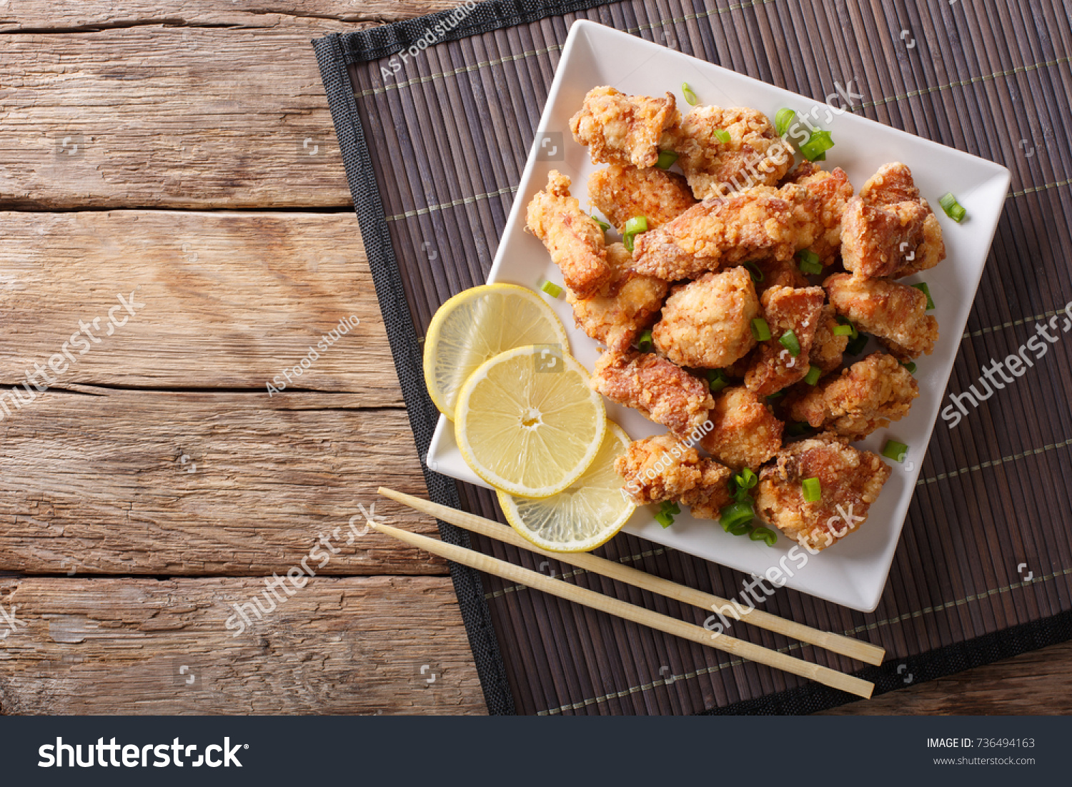 Spicy Chicken Karaage Lemon Green Onion Stock Photo Shutterstock