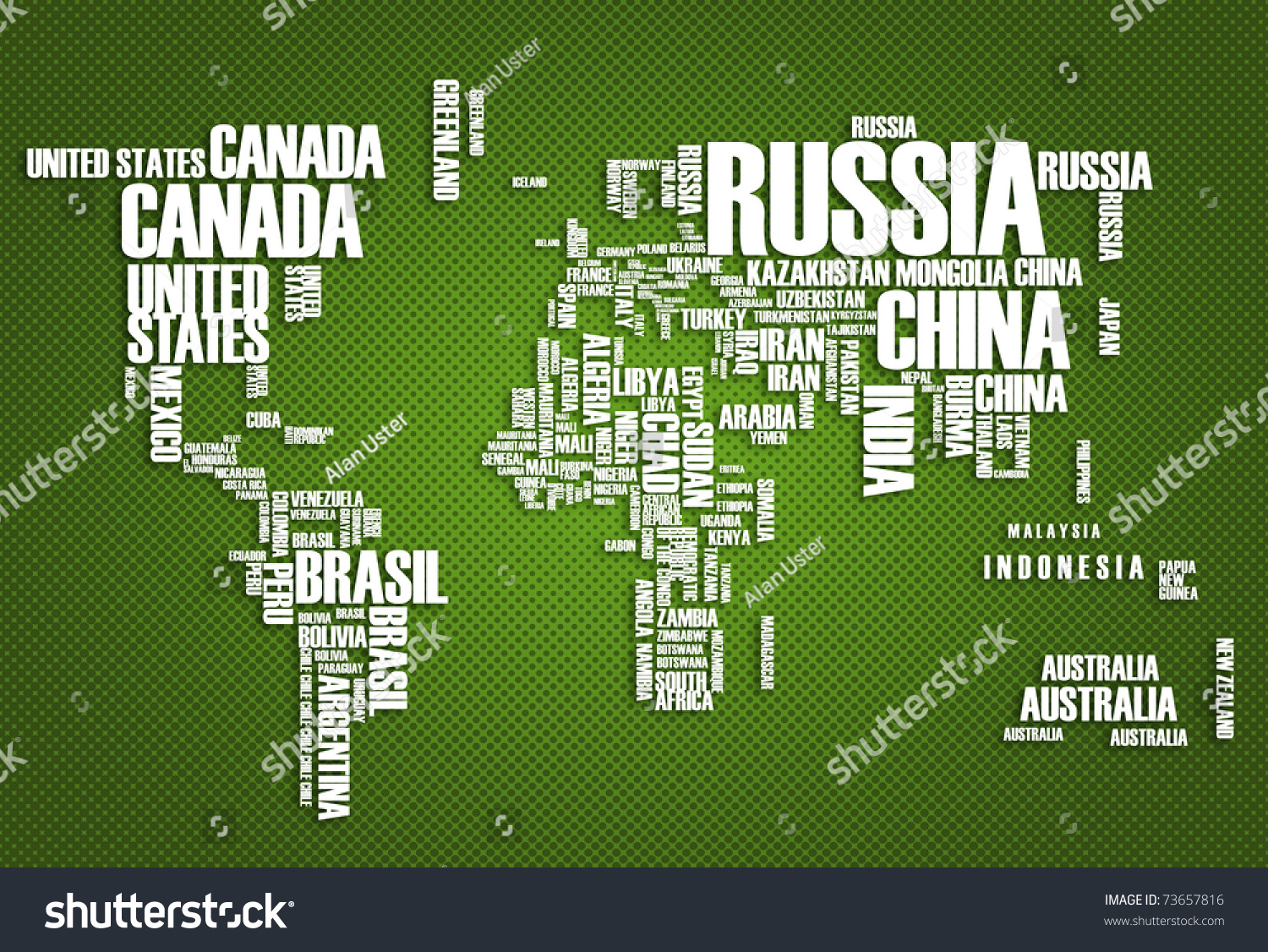 World Map Countries Wordcloud Stock Illustration 73657816 