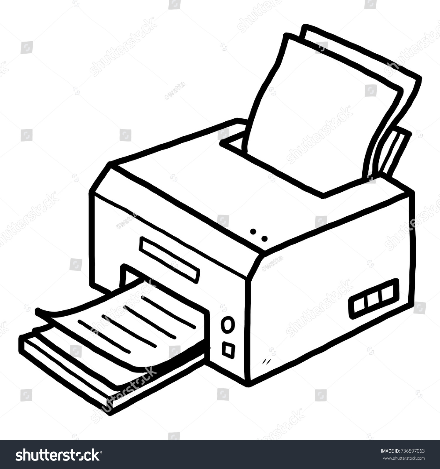 printer-cartoon-vector-illustration-black-white-736597063