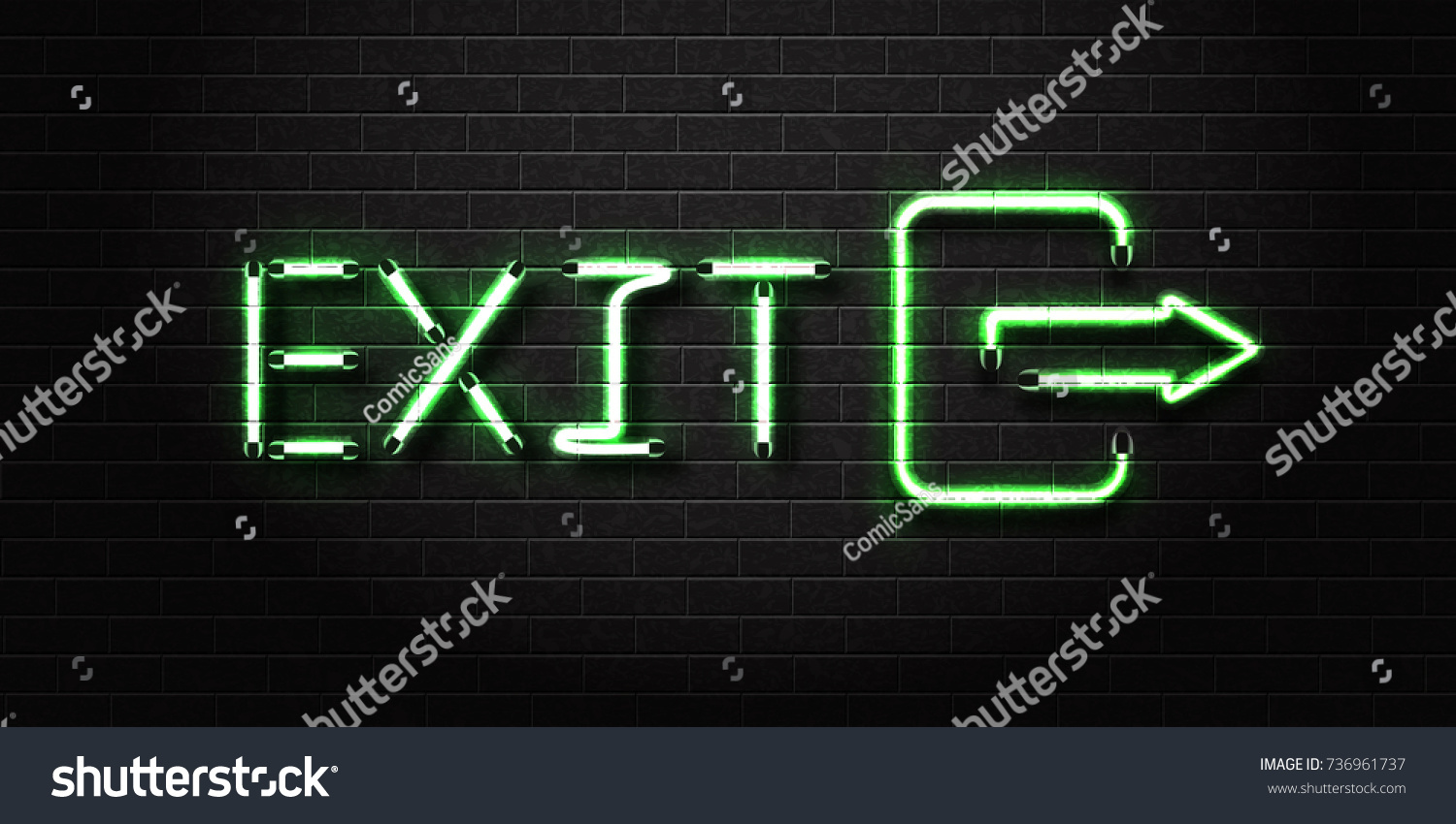 Vector Realistic Isolated Neon Sign Exit Stock Vector (Royalty Free