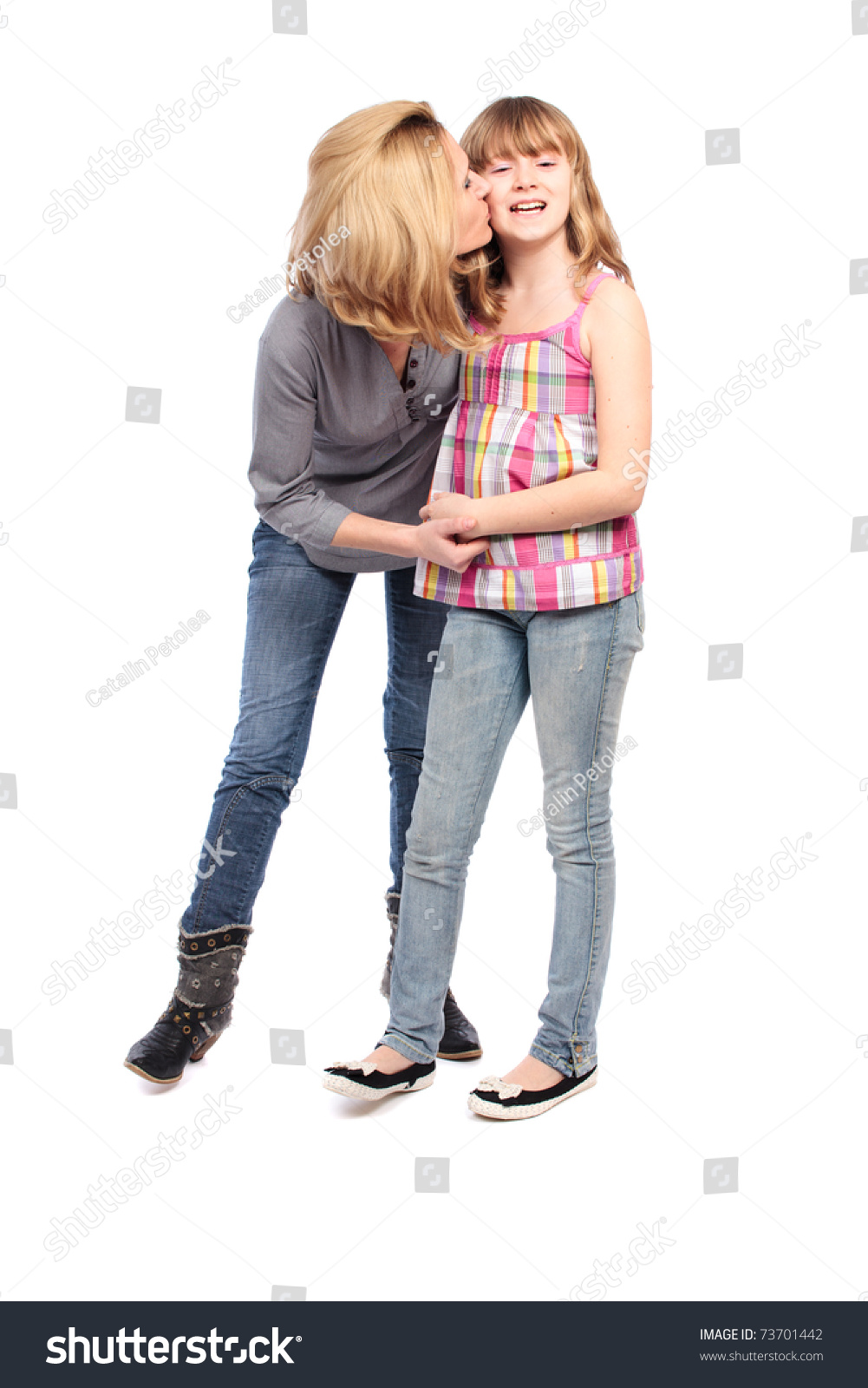 Full Length Portrait Mother Her Daughter Stock Photo 73701478