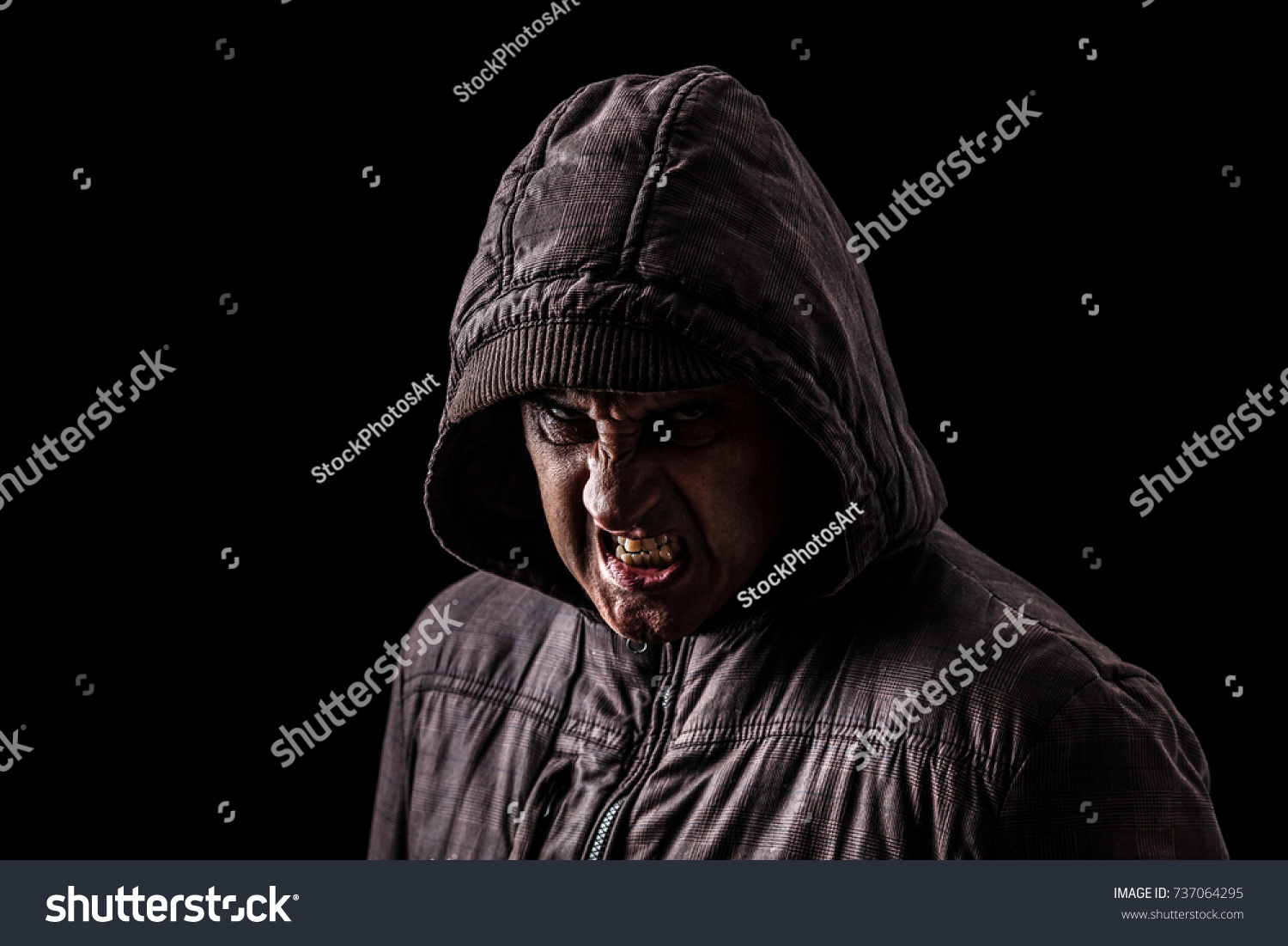 Very Angry Aggressive Man Hiding Shadows Stock Photo 737064295 ...