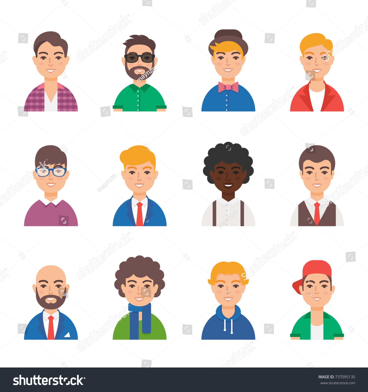 Set Male Vector Avatars Stock Vector (Royalty Free) 737095135 ...