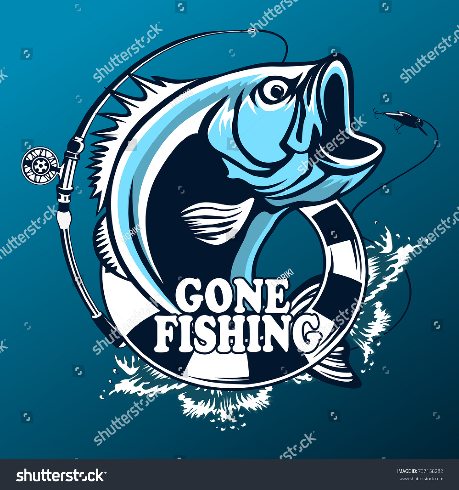 Fishing Logo Bass Fish Rod Club Stock Vector (Royalty Free) 737158282 ...