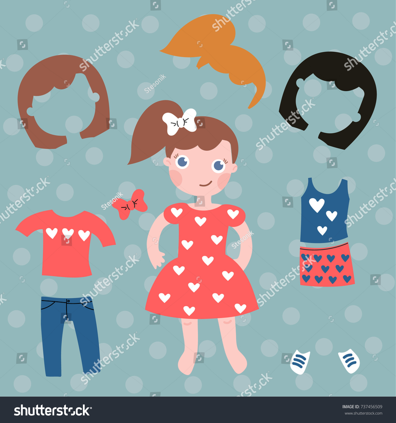 Collection Fashionable Clothes Paper Dolls Stock Vector (royalty Free 