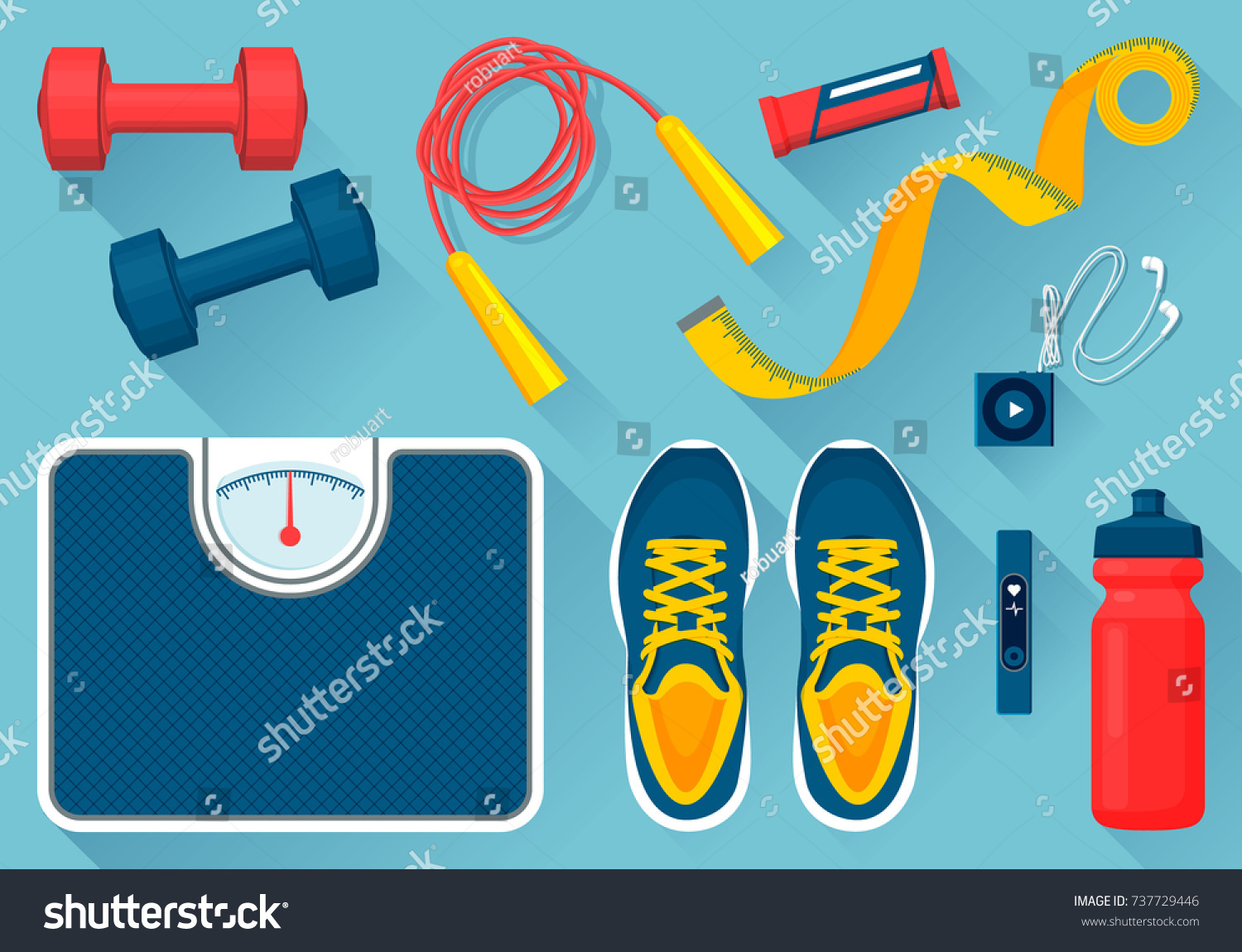 Convenient Equipment Fitness Vector Illustrations Set Stock Vector ...