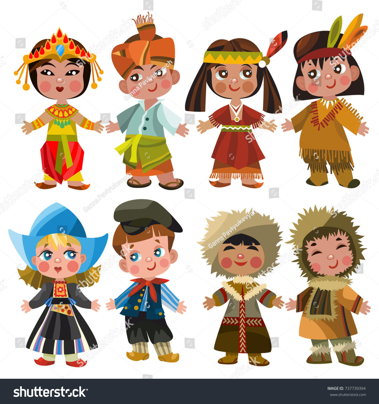 Cartoon Children Traditional Dress Isolated On Stock Vector (Royalty ...