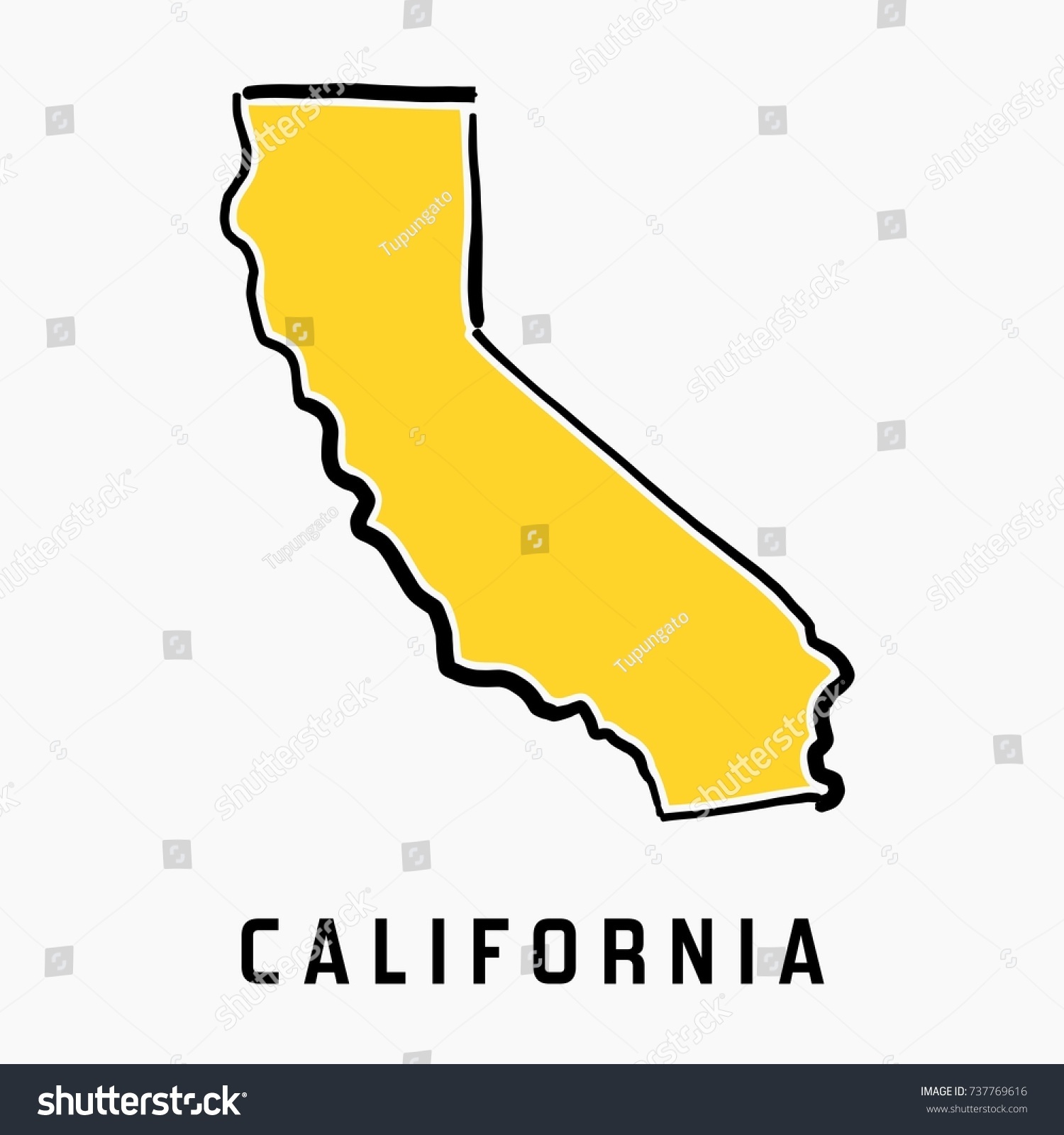 California Map Outline Smooth Simplified Us Stock Vector Royalty Free 737769616 Shutterstock 0223
