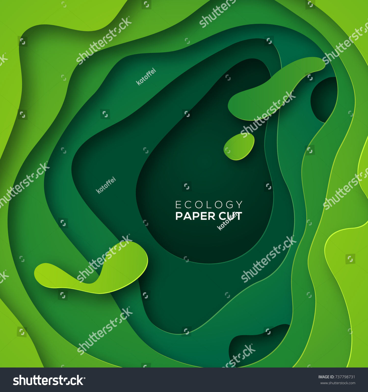 3d Abstract Background Green Paper Cut Stock Vector (Royalty Free ...