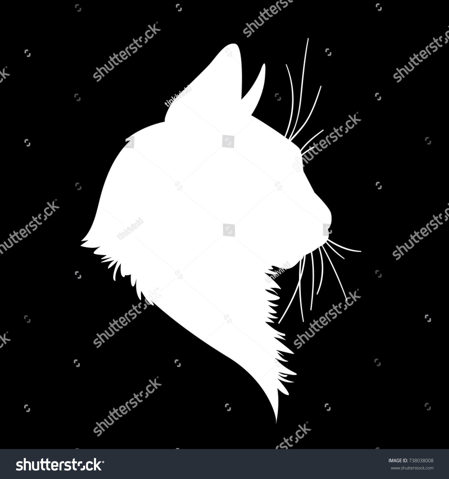 Cat Head Silhouette Vector Illustration Monochrome Stock Vector Royalty Free 738038008 9368