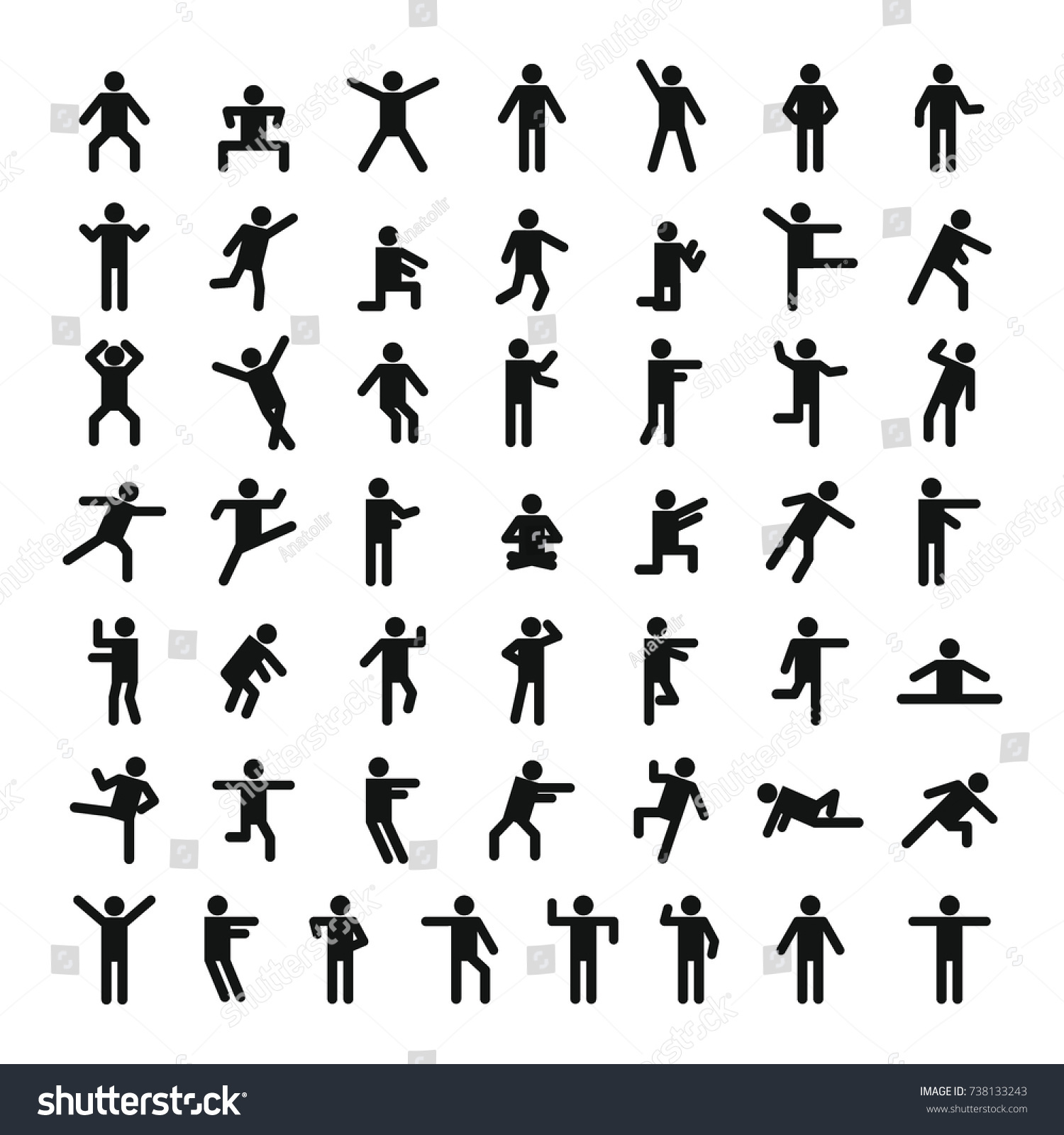 Man People Stick Icon Set Simple Stock Illustration 738133243 ...