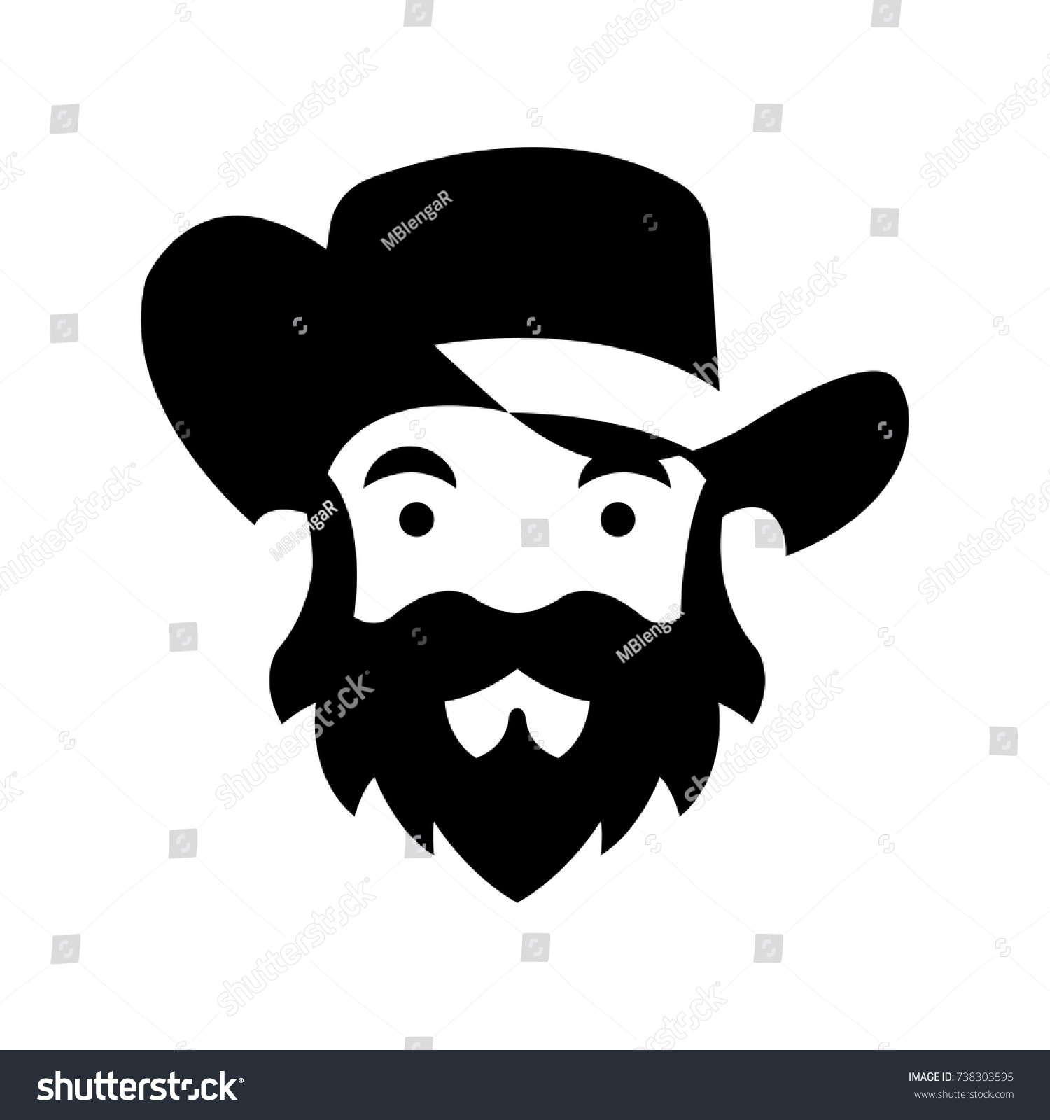 Cowboy Silhouette Iconbeard Mustache Shape Stock Vector (Royalty Free ...