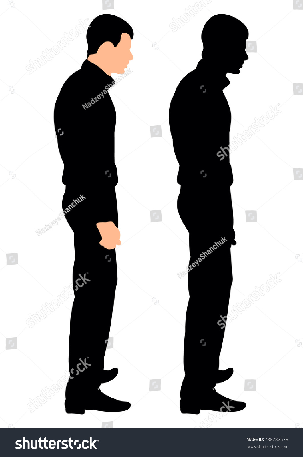 Silhouette Man Standing Sideways Stock Illustration 738782578 ...