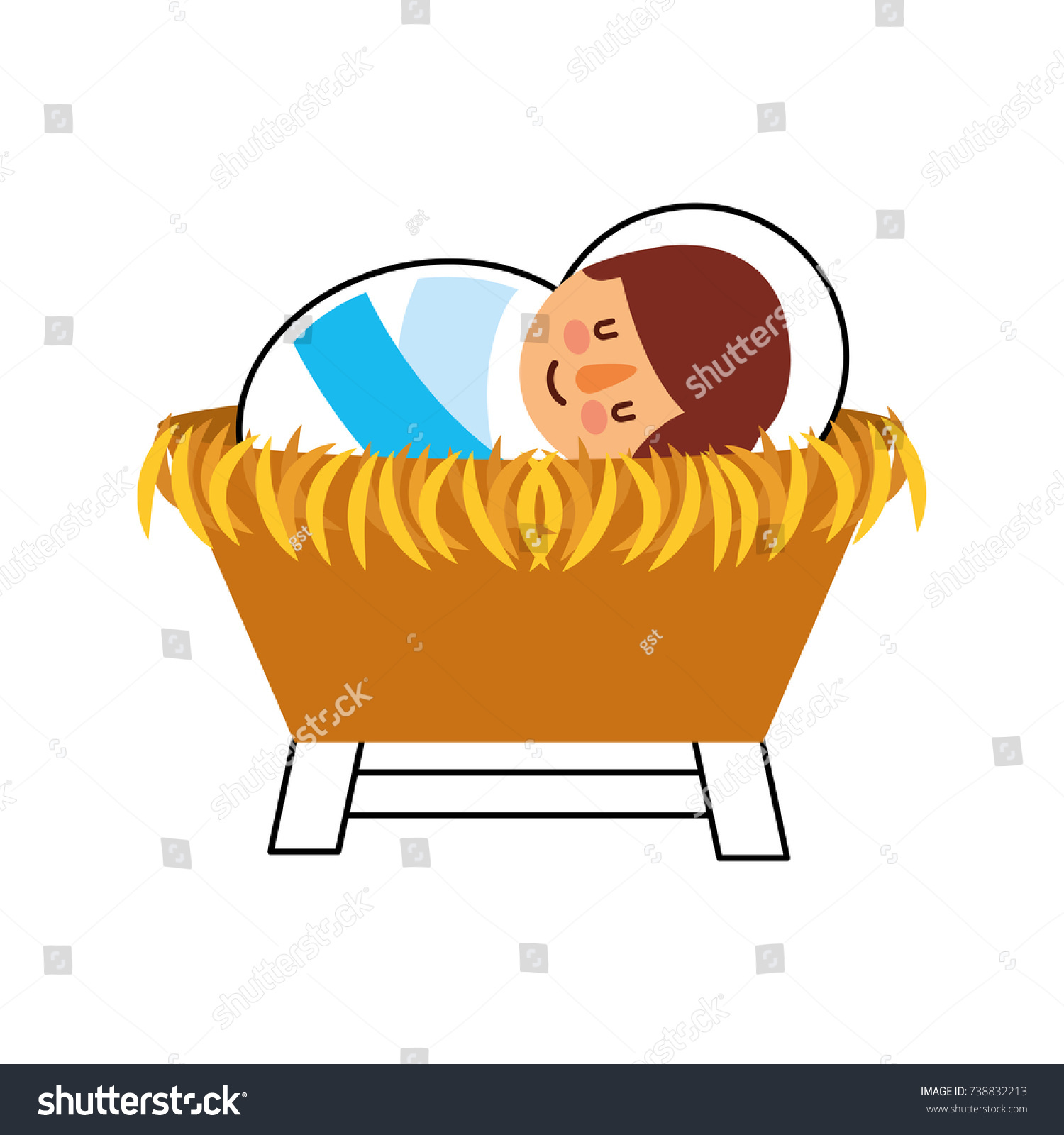 Cartoon Cute Baby Jesus Christ Crib Stock Vector (Royalty Free ...