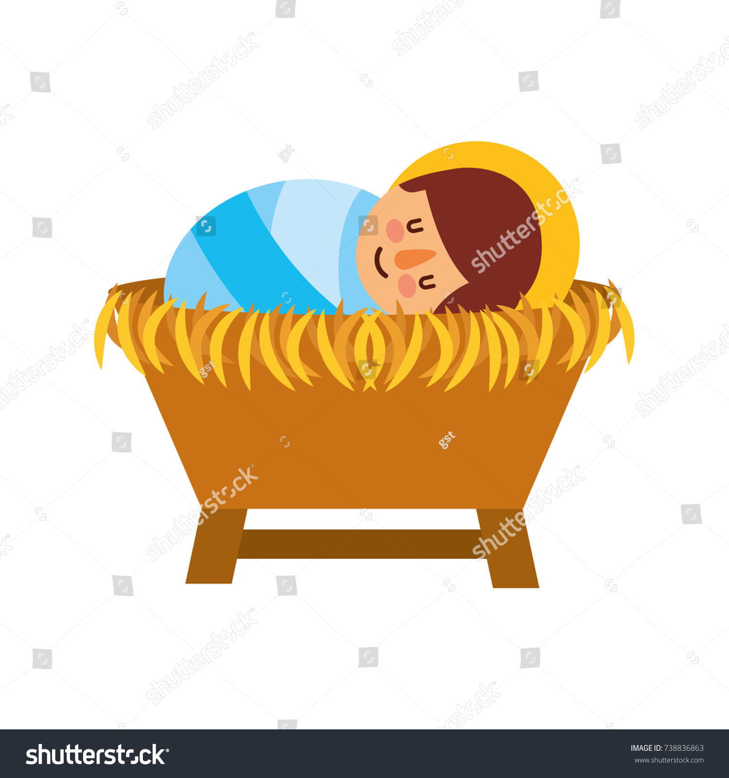 Cartoon Cute Baby Jesus Christ Crib Stock Vector (Royalty Free ...