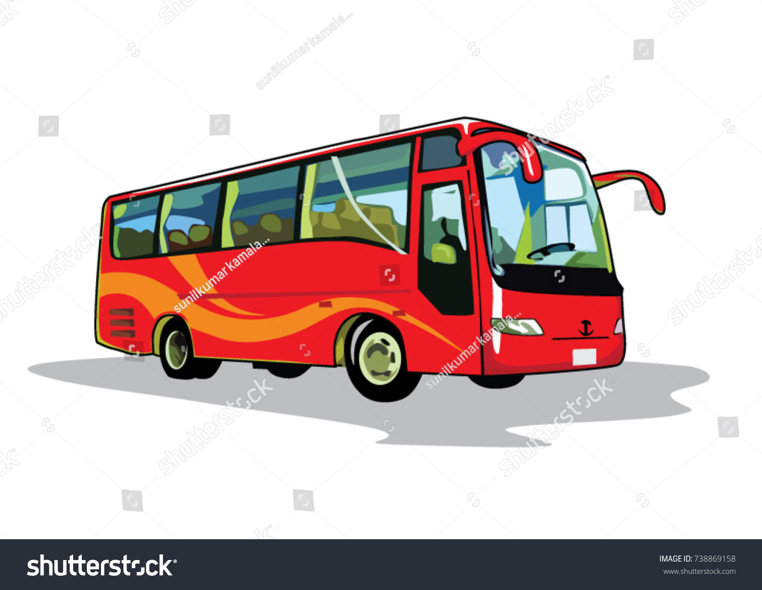 Red Luxury Bus Ready Ride Vector Stock Vector (Royalty Free) 738869158 ...