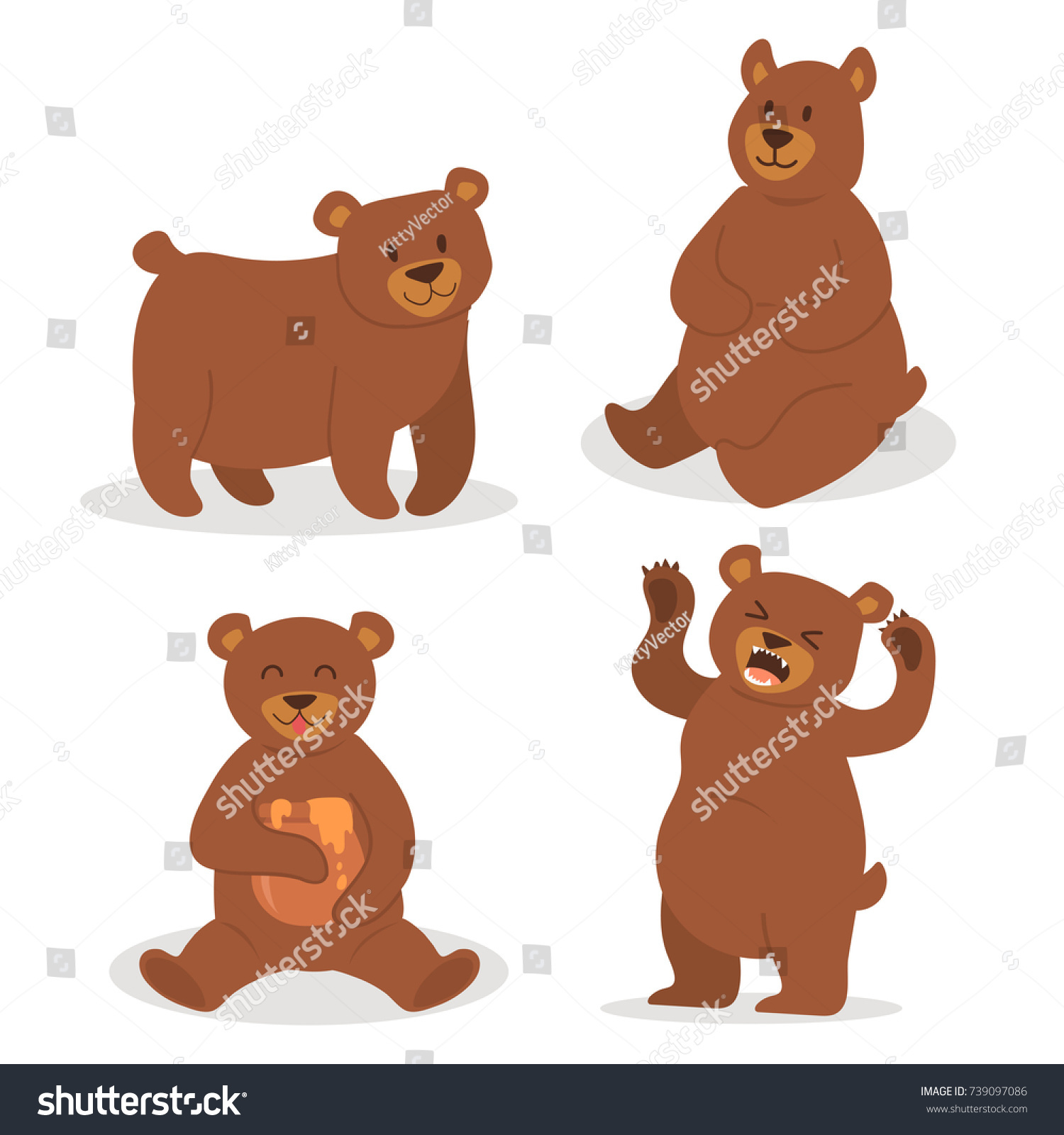 Cartoon Bear Character Teddy Pose Vector Stock Vector (Royalty Free ...