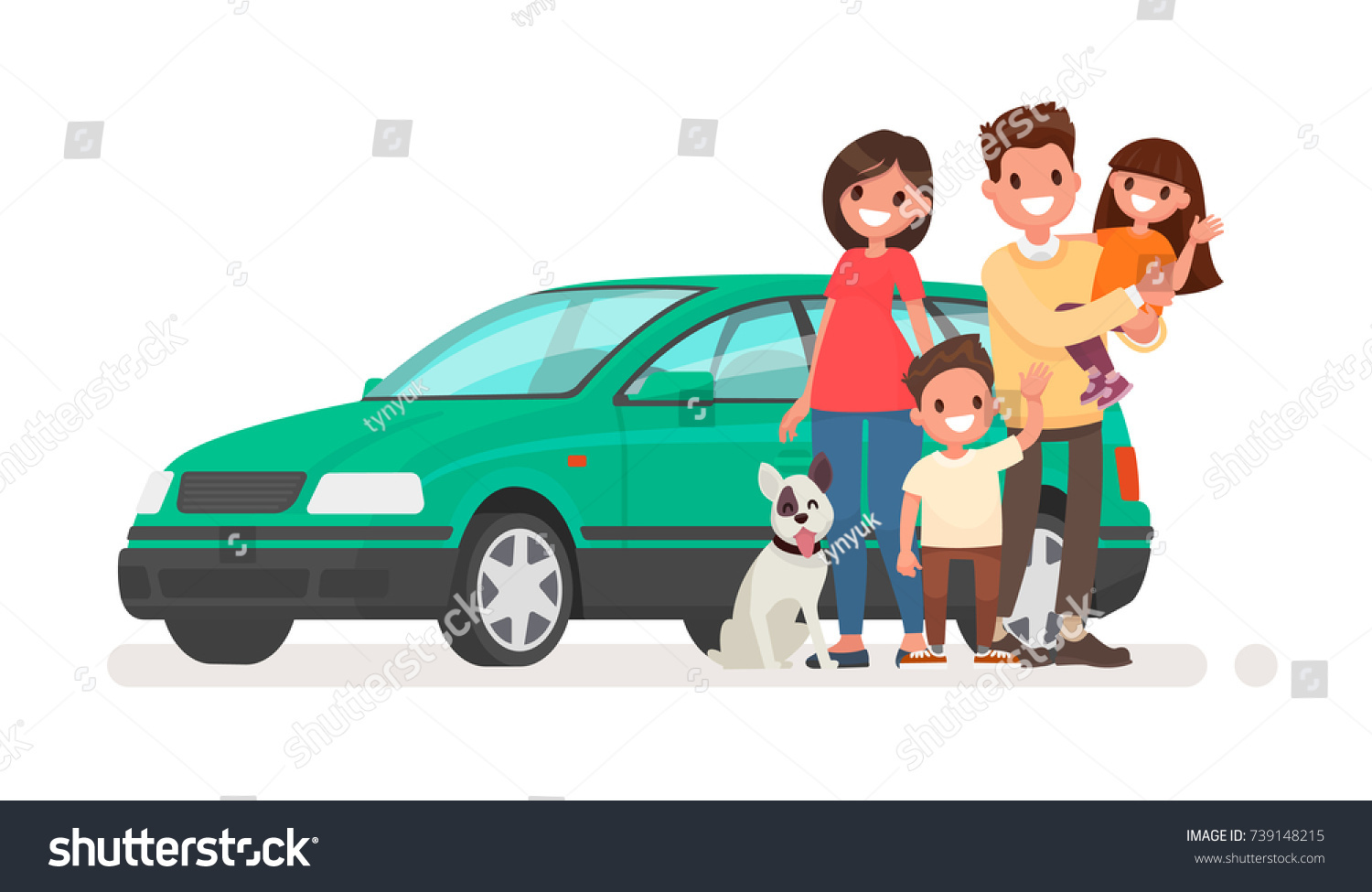 Семья в автомобиле рисунок